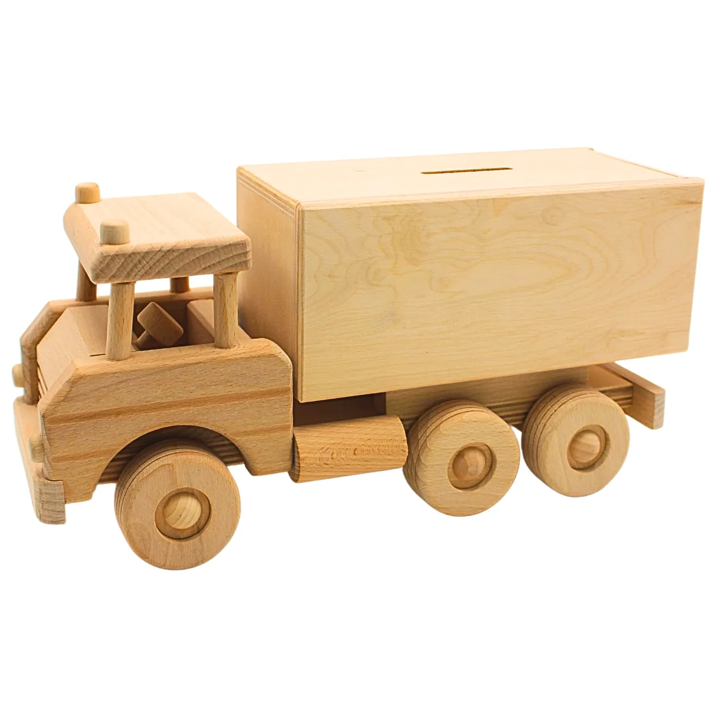 Dekohelden24 Tirelire en Bois Mobile Durable – Tirelire en Tant Que Camion XXL – Camion – Tirelire pour Enfants Camion – Grande Tirelire en Bois – Camion, L/l/H 30 x 11 x 15 cm.