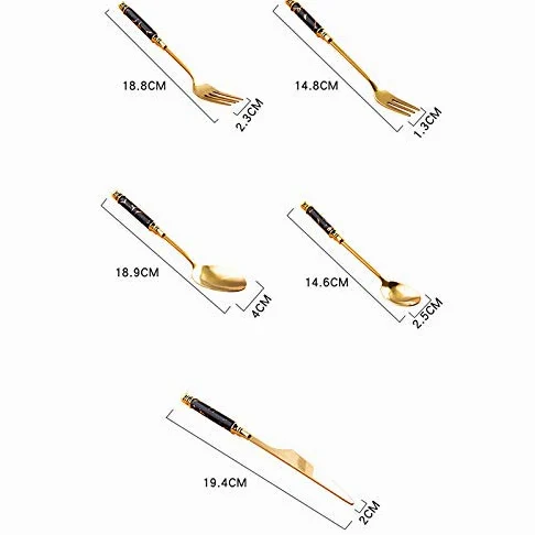 Ensemble de couverts en argenterie, 30 pièces, ensemble, vaisselle, manche céramique marbre, couteau, fourchette, cuillère, à steak, dessert, lavable au lave-vaisselle, vert