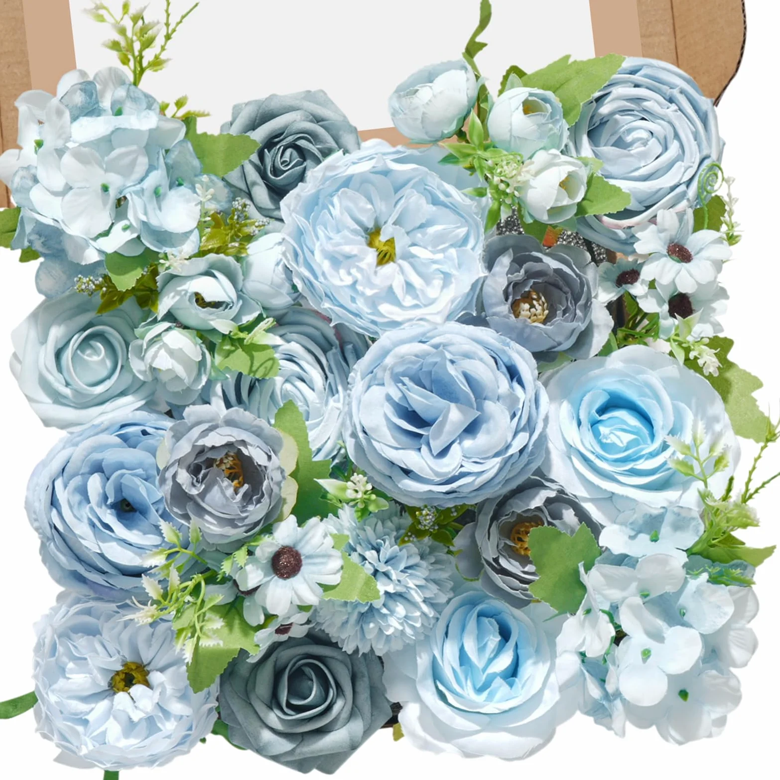 Serwalin Fleurs artificielles bleues en soie