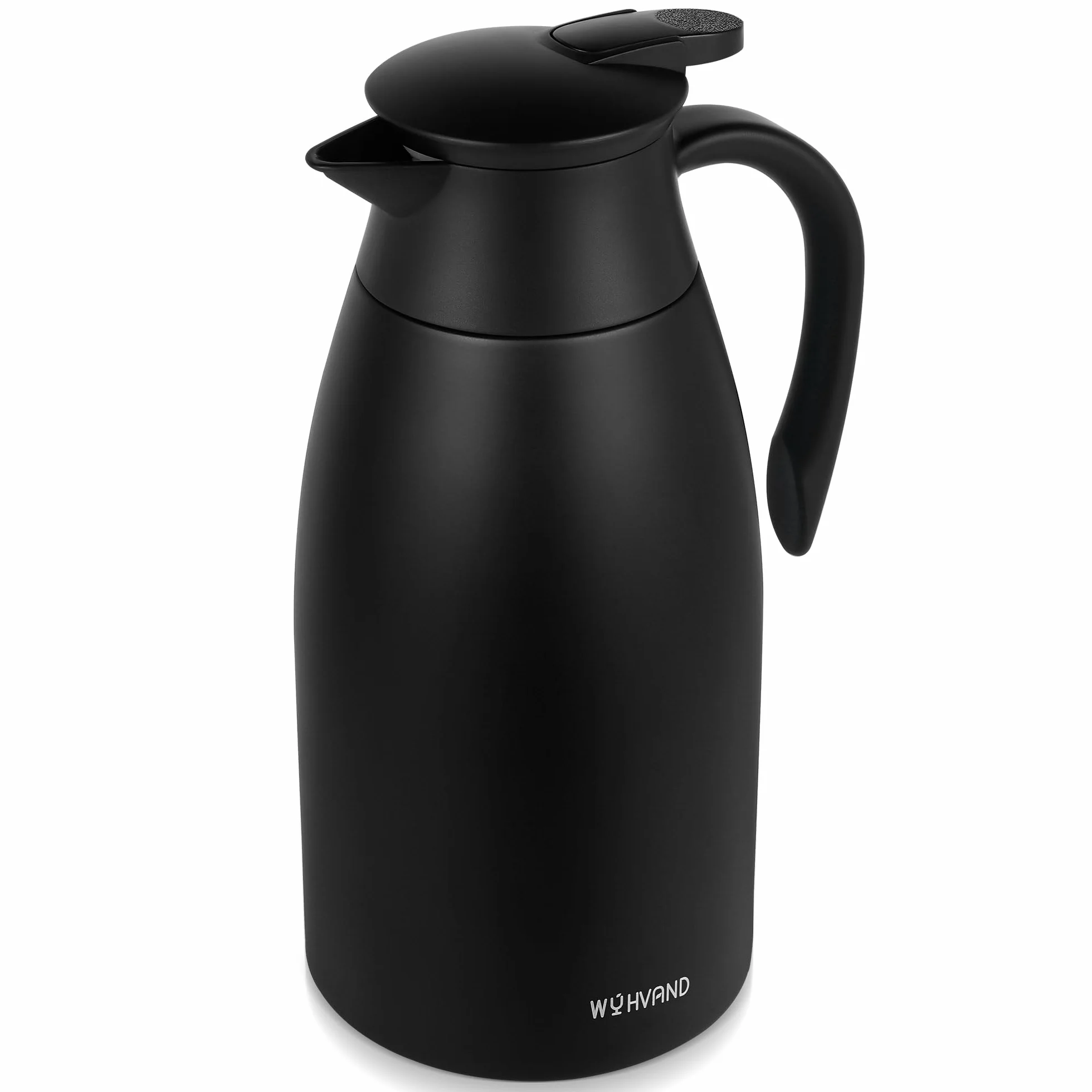 Carafe Isotherme 2L, Pichet à Café en Acier Inoxydable 304, Garde le Chaud et le Froid, Étanche, Versement à Une Main, Maison, Bureau et Hôtel, Noir