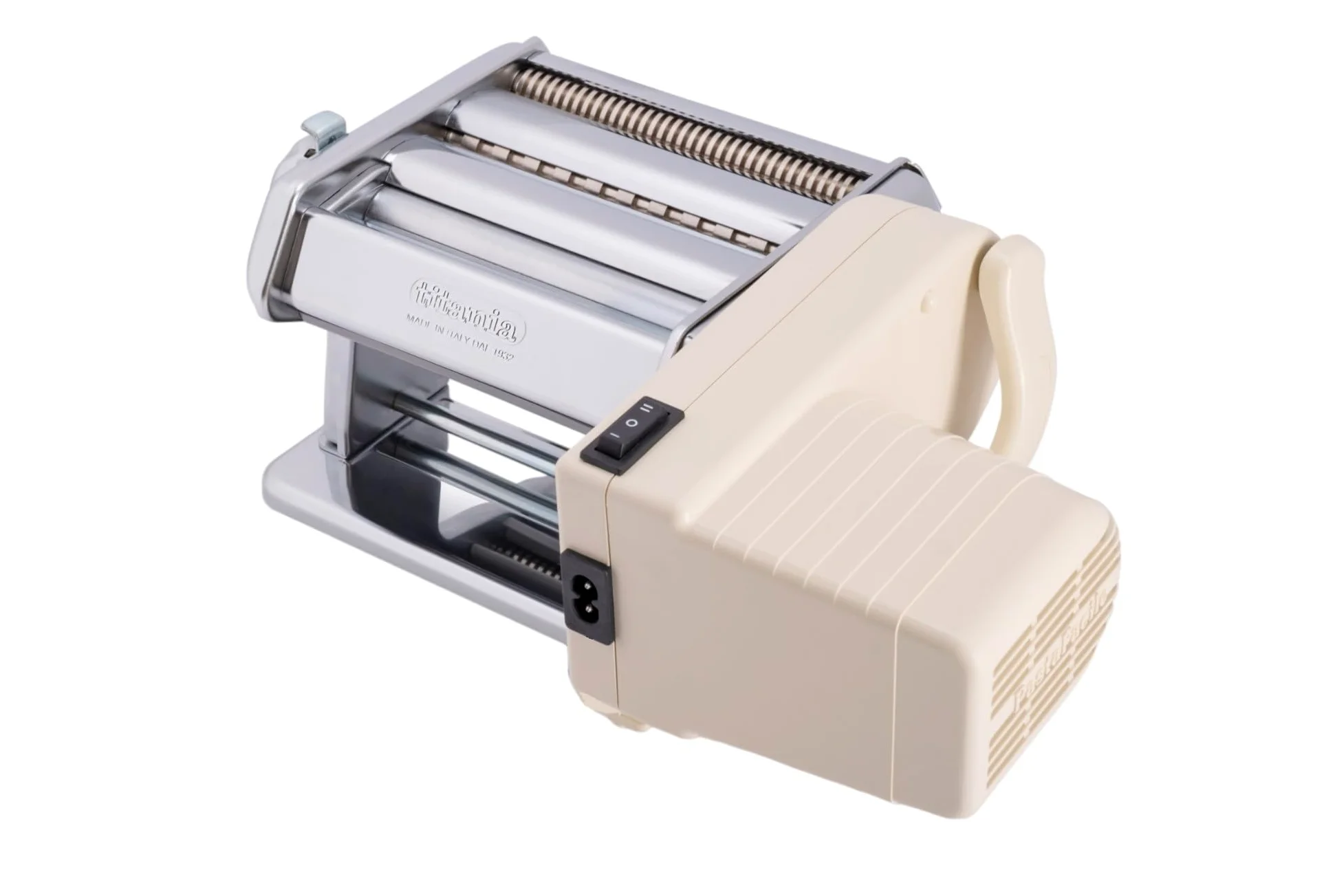 Imperia IPasta Ligne Classique. Machine à pâtes. 100% Fabriqué en Italie. Machine à pâtes fraîches en acier. Laminoir manuel avec manivelle. Crée lasagnes, tagliolini, fettuccine. Crème.