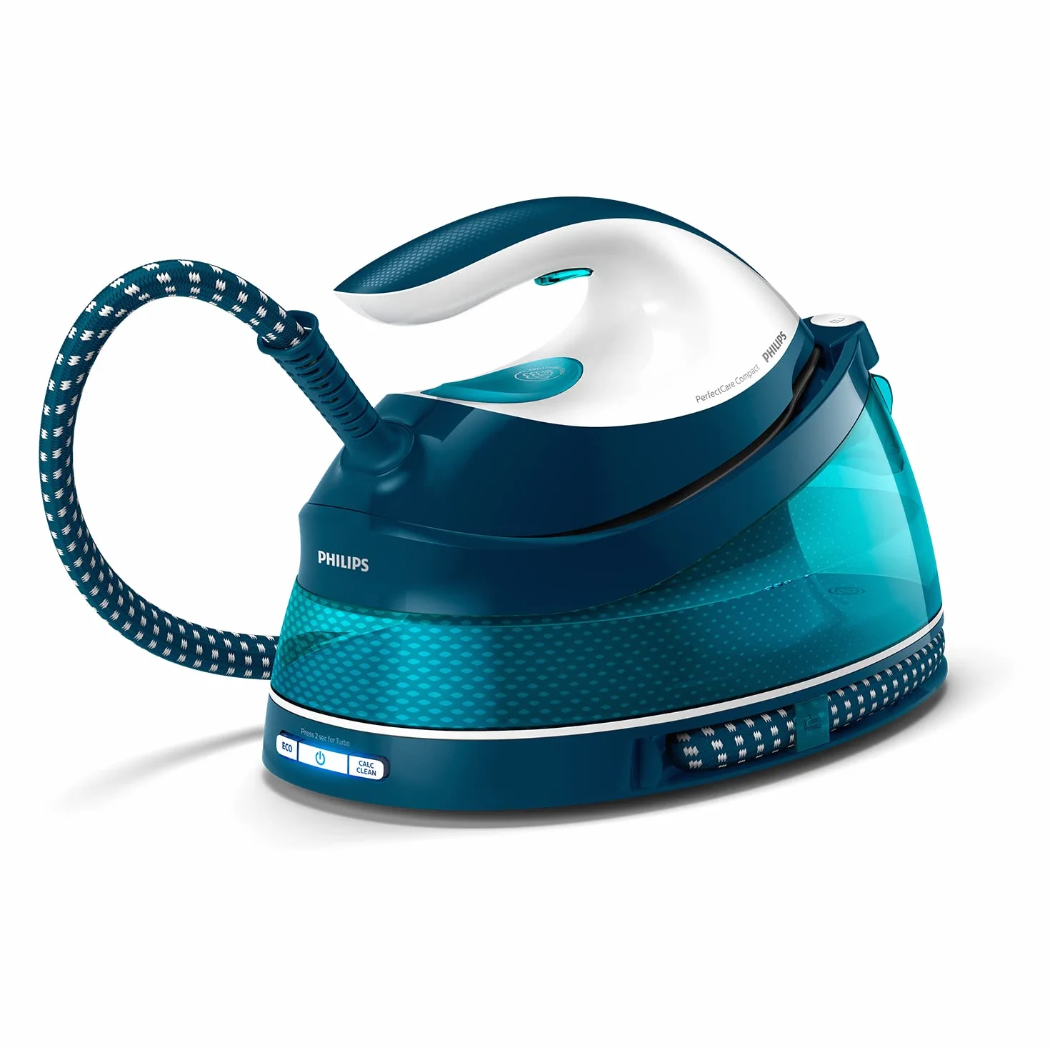 Philips PerfectCare Compact Plus Centrale Vapeur - 2400W, 400g, Pression de 6,5 bars, Technologie OptimalTEMP, Réservoir de 1,5 L, Bleu/Blanc (GC7844/20)