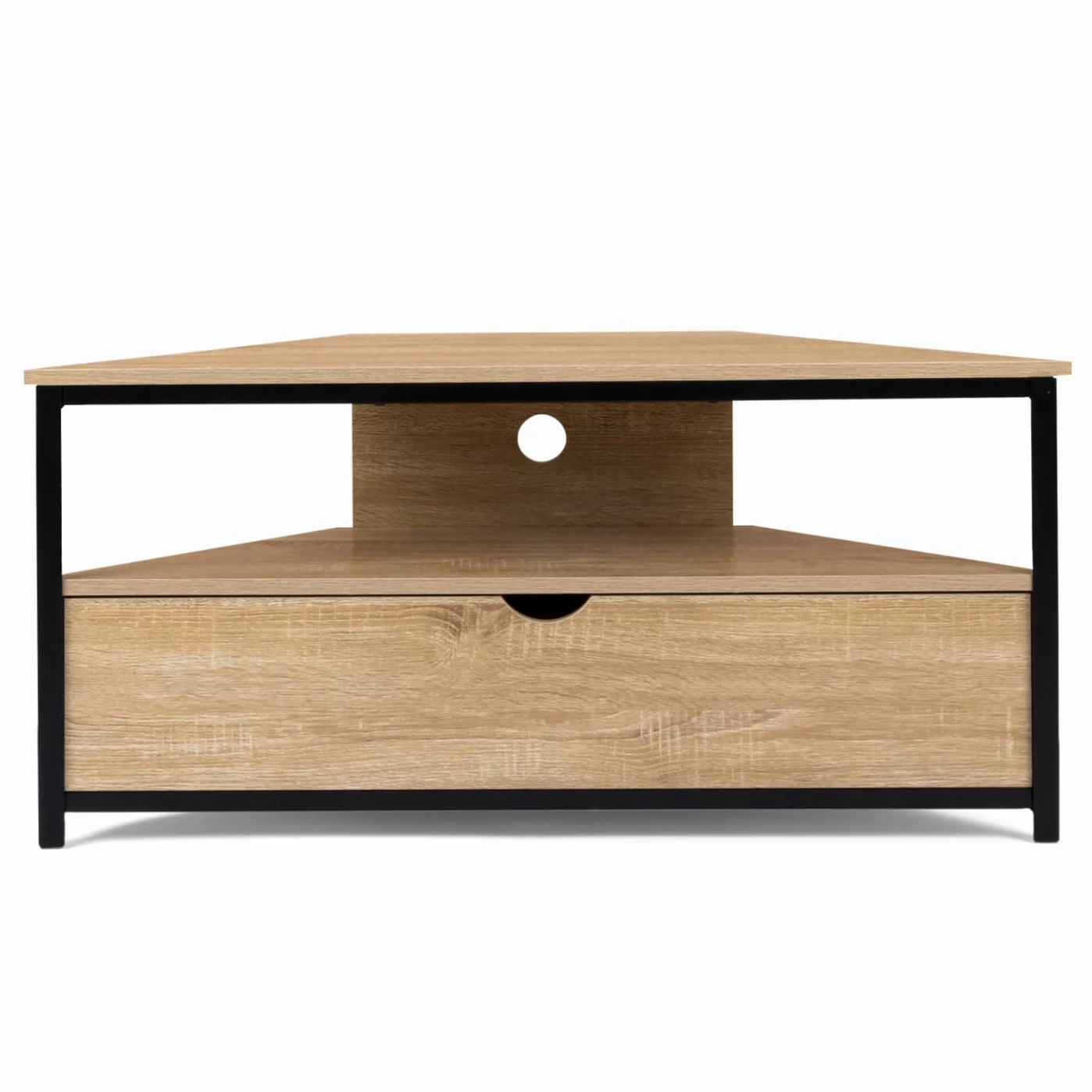 IDMarket - Meuble TV 100 cm d'angle Detroit avec Placard Design Industriel