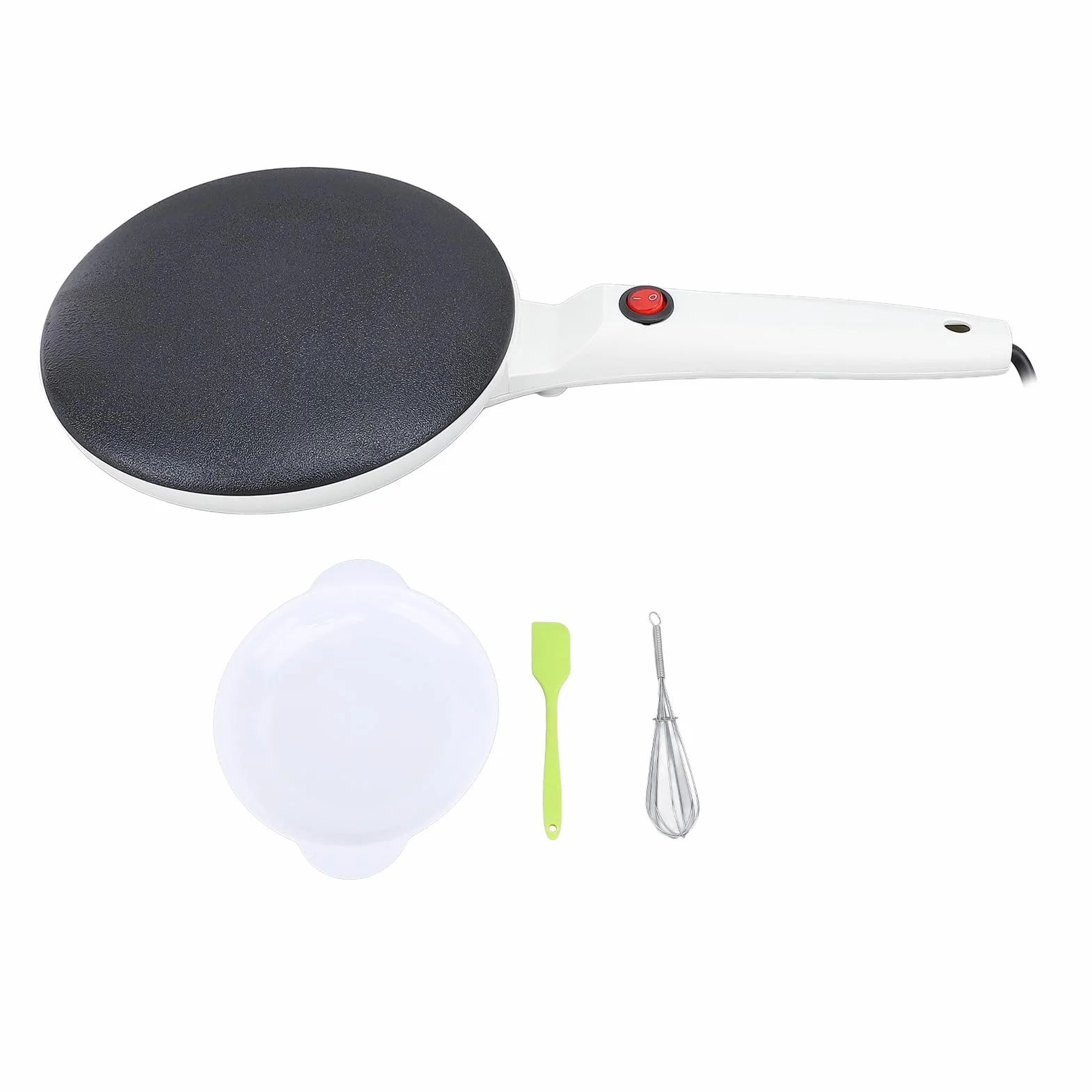 Crêpière électrique, 8 pouces, antiadhésive, sans fil Contrôle automatique de la température Nettoyage facile Poignée longue Crêpière portable pour crêpes, tortillas molles