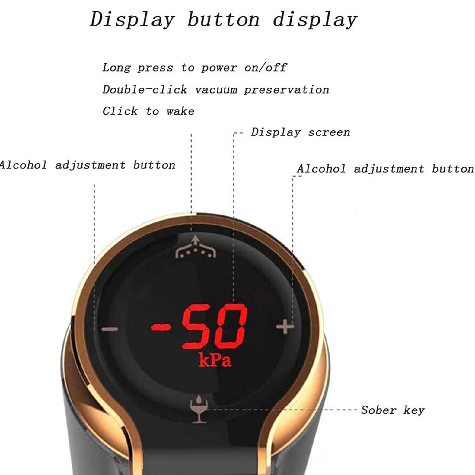 Aérateur de vin électrique à pompe – Bec verseur automatique avec écran LCD One-Touch – Décanteur de vin instantané portable