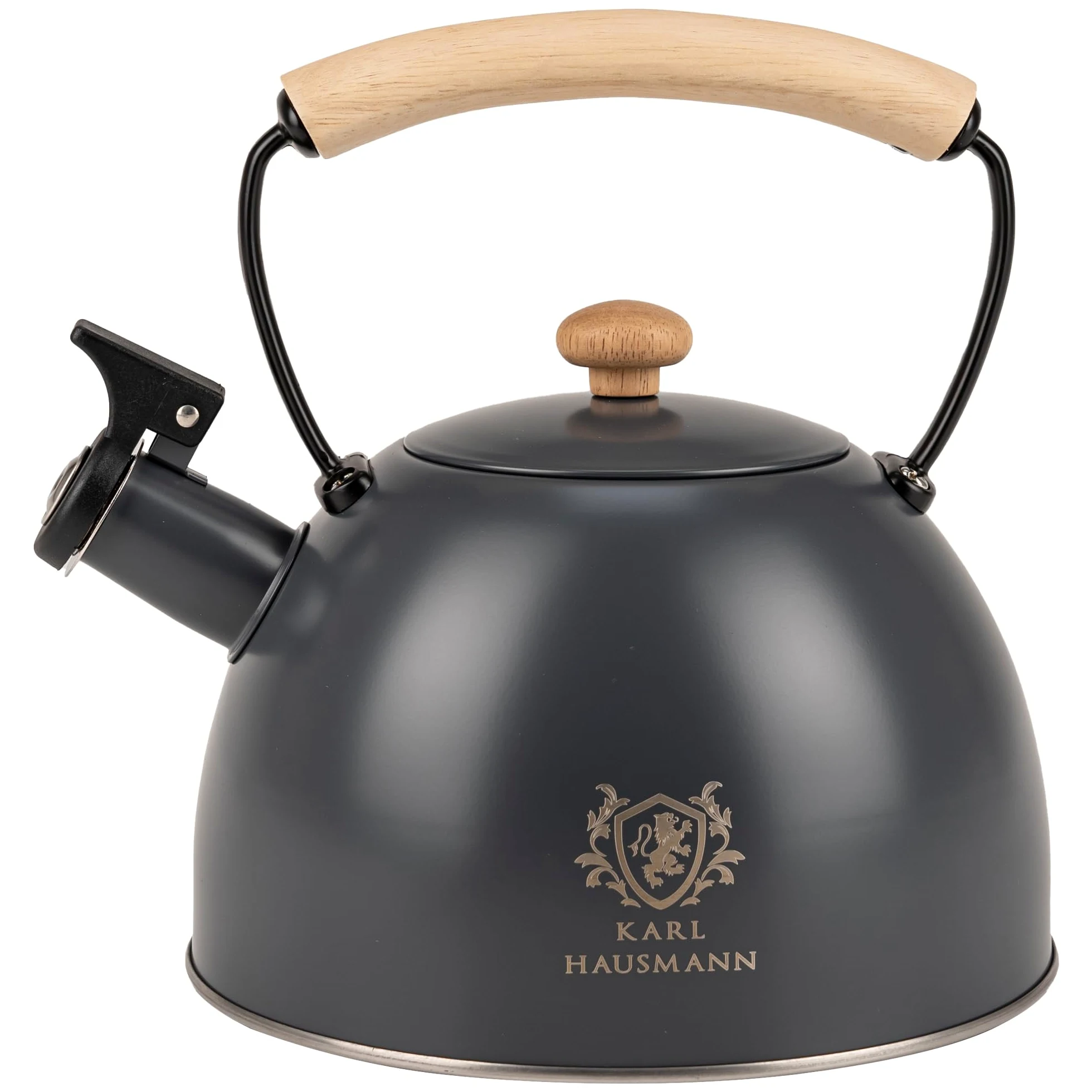 KARL HAUSMANN Bouilloire Induction 2,5L Inox avec Sifflante - Gris Theiere Cuisine pour Plaque Gaz, Vitrocéramique et Électrique - Grande Capacité Eau Chaude avec Couvercle Amovible