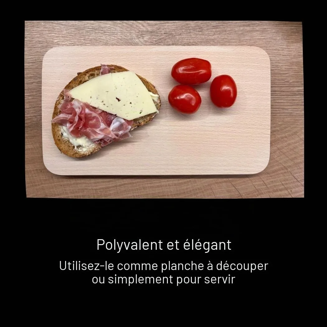 Lot de 70 planches petit déjeuner bois hêtre – Planche cuisine rectangulaire 23x15 cm – Planche à graver bois naturel non traité