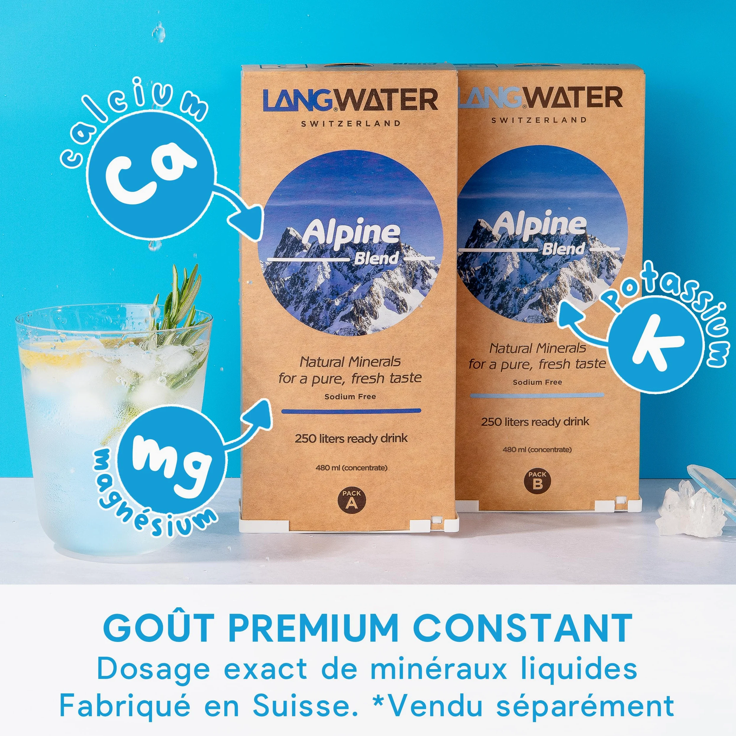 LANGWATER Purificateur d'eau & Mineralisation TheWell2 - Filtration eau potable avec Osmose Inverse, UV et Ajout de Minéraux (packs vendu séparément) - Distributeur Eau Chaude - Sans installation