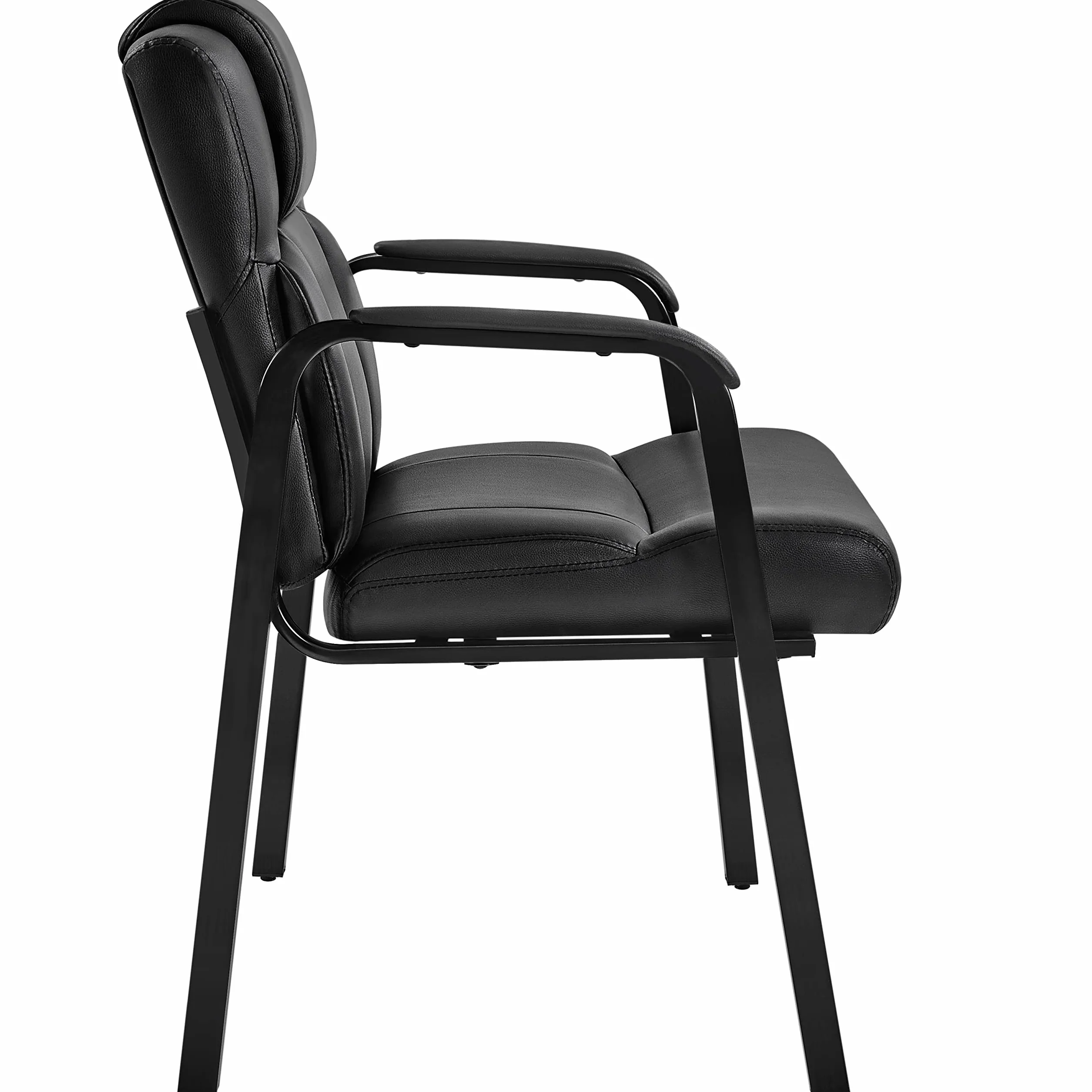Yaheetech 2 chaises de Bureau invités de Luxe sans Roues pour réunions de conférence et Salle d'attente visiteurs ergonomiques en Similicuir, portée 136 kg Noir