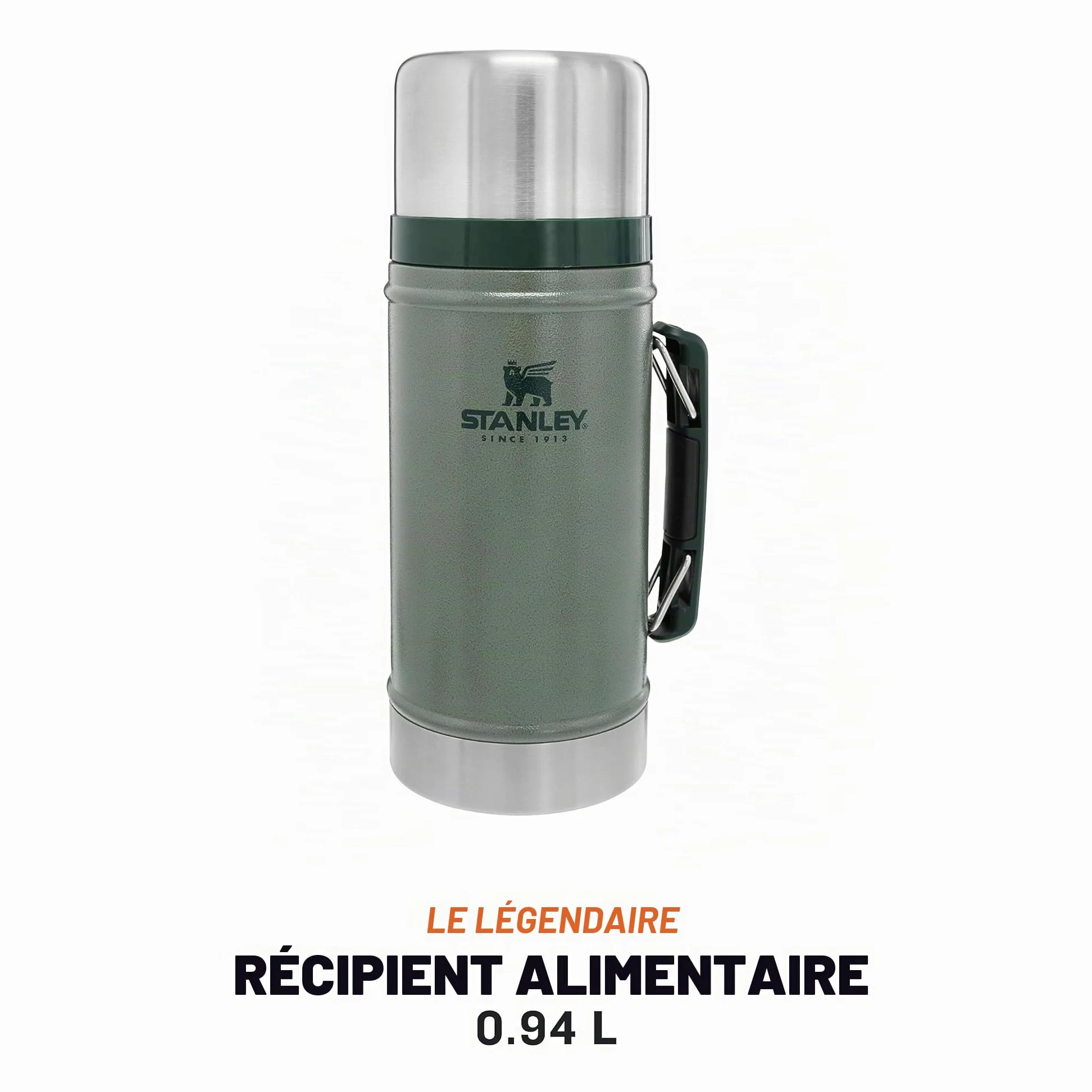 STANLEY Classic Legendary Food Jar 0.94L - Thermos Alimentaire Chaud a 20h - Lavable au Lave-Vaisselle - Acier Inoxydable - Sans BPA - Lunch Box Isotherme - Hammertone Green