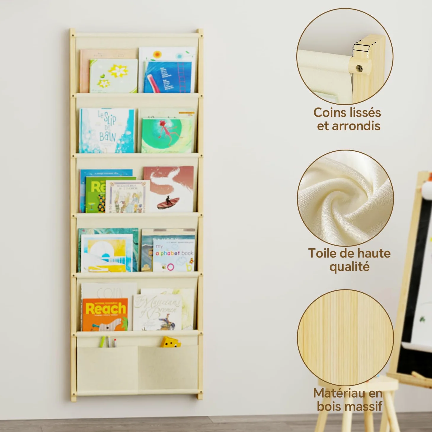Étagère Murale en Bois pour Enfants, avec 6 Niveaux de Rangement, étagère Montessori pour Jouets, Chambre d'enfant, Chambre de bébé, Salle de Jeux, étagère de Rangement pour Livres d'enfants