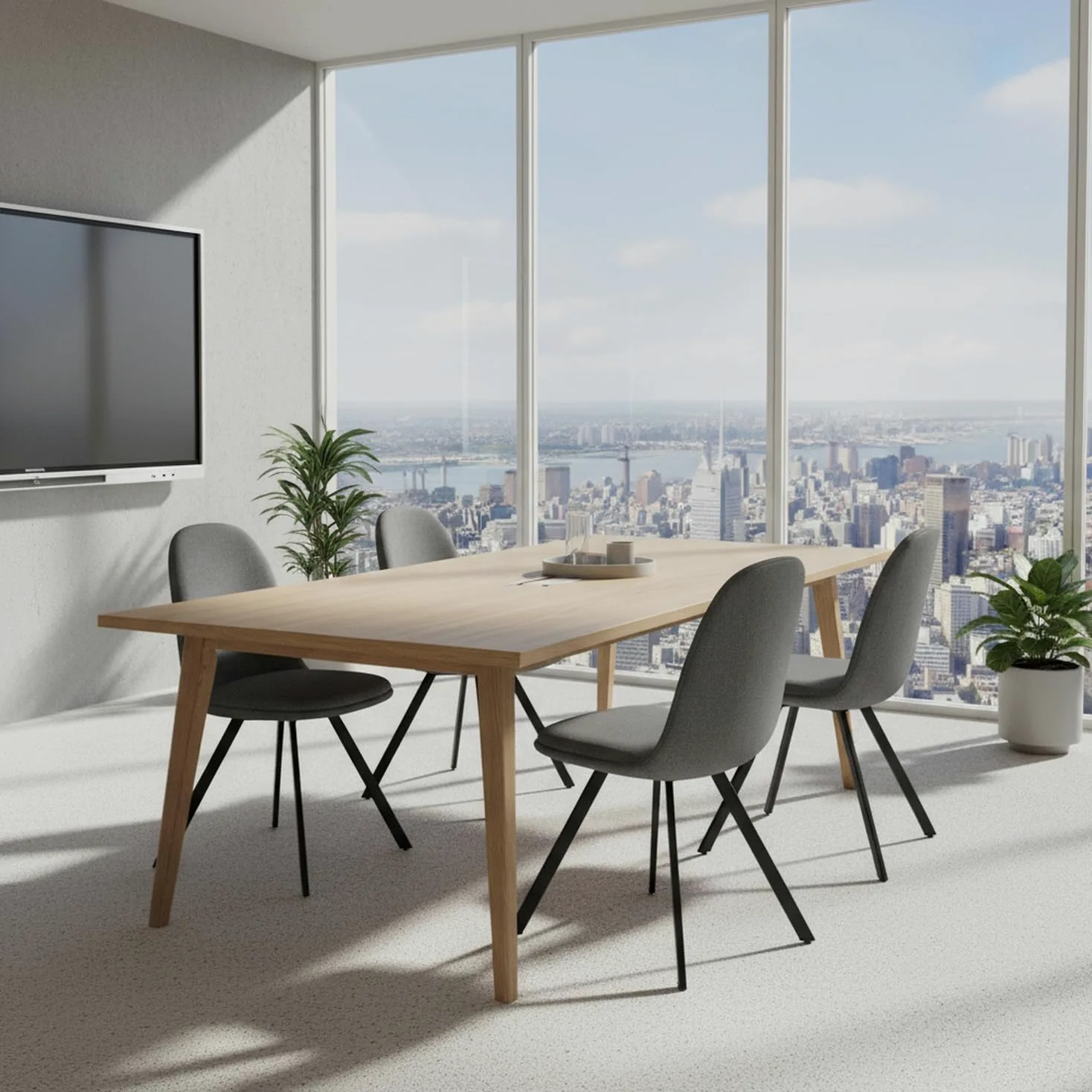 HOMYLIN Lot de 4 chaises de Salle de réunion, Design Minimaliste, chaises pivotantes ergonomiques avec Pieds en métal, idéales pour Le Bureau, Gris