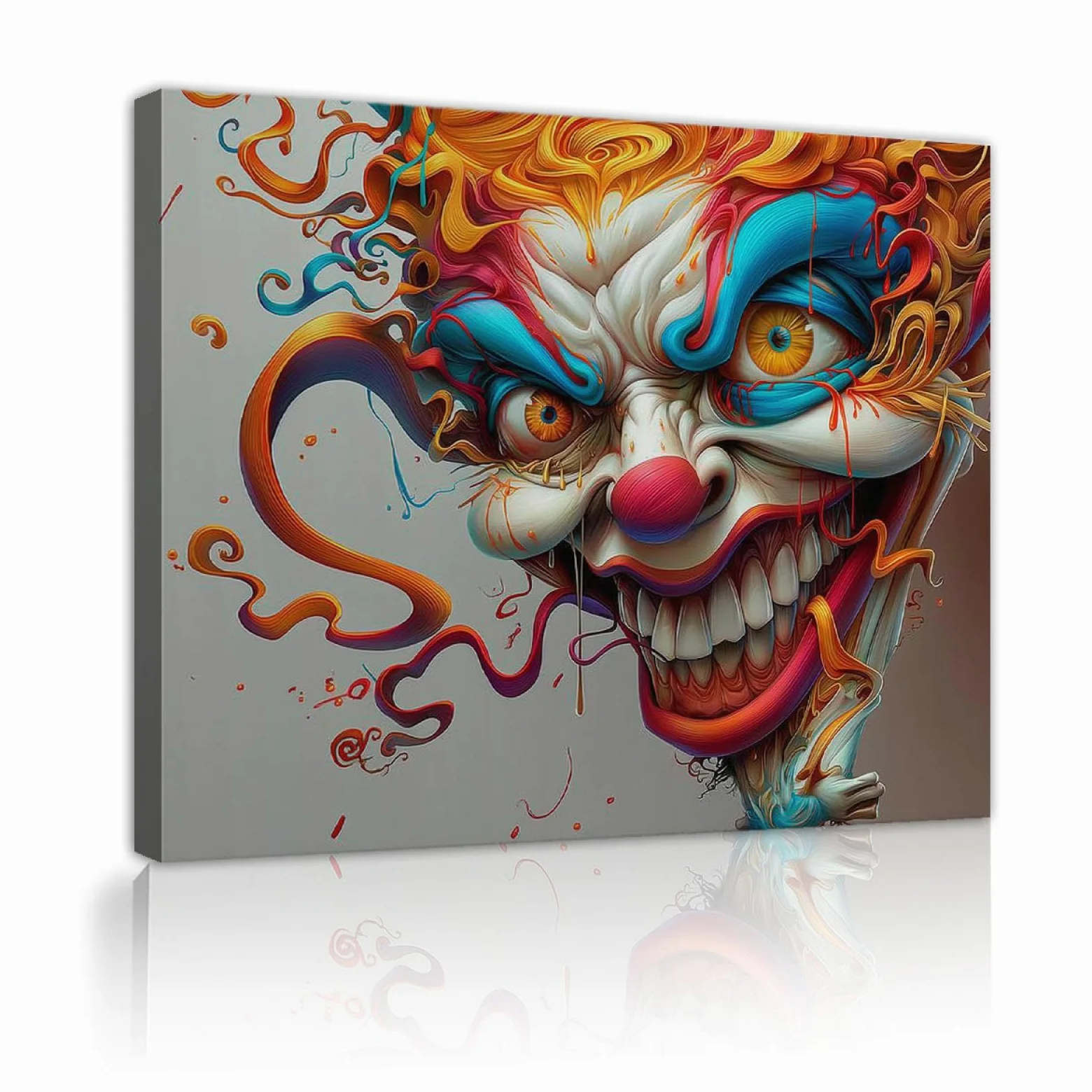 Via Vela Halloween Art Impression sur toile Dessin animé Anime Aquarelle Abstrait Amusant Personnage Visage Portrait Affiche Art Mural pour Salon Décoration Maison 90x115cm Cadre intérieur