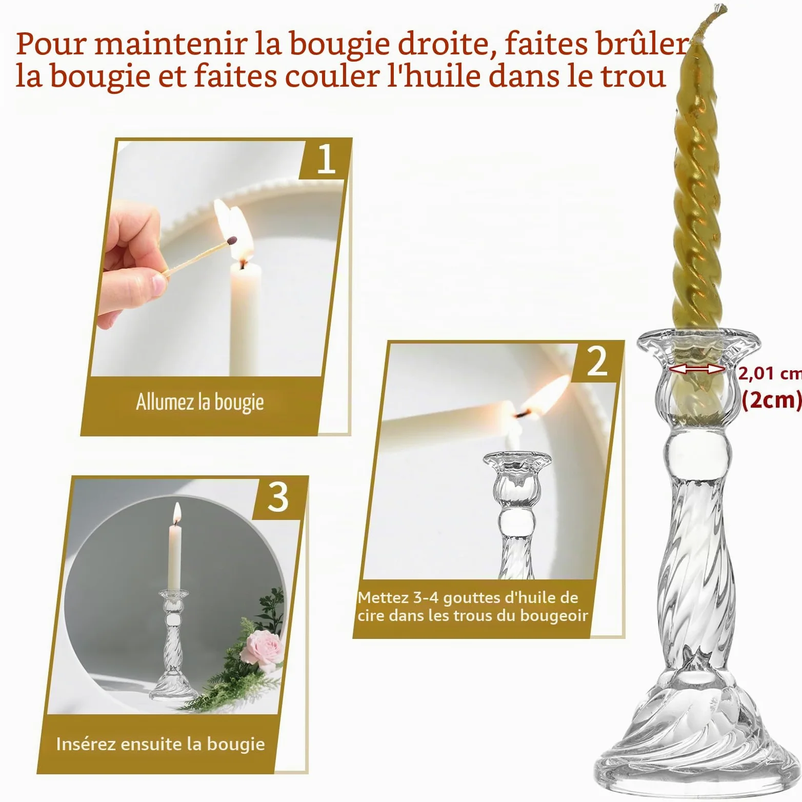 Lot de 8 bougeoirs en verre transparent pour tous les événements formels, dîners aux chandelles, mariages, dîners, fêtes, décoration de la maison