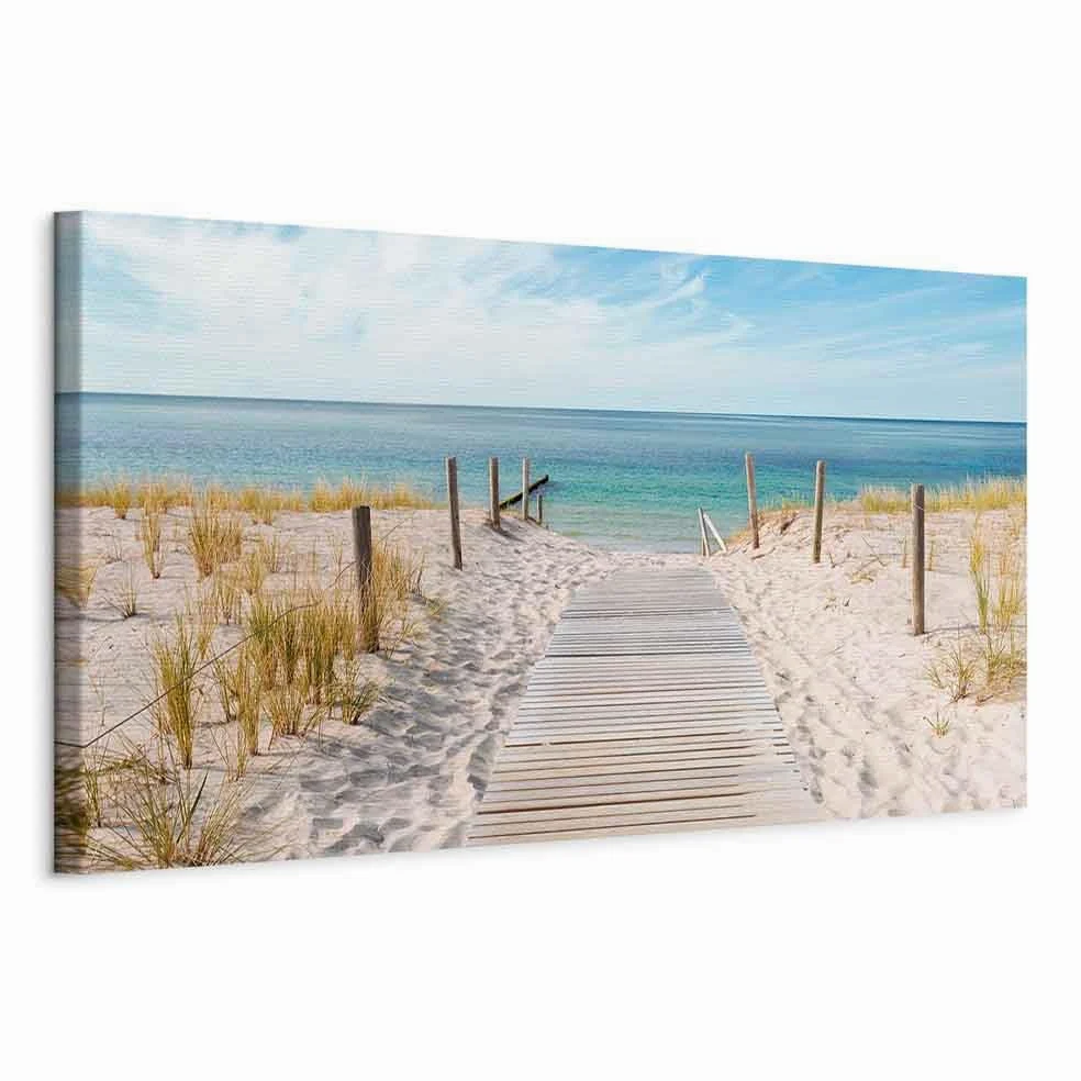 B&D XXL - Tableau Décoratif 135x45 cm - Impression sur Toile Colorée - Décoration Murale pour Salon et Chambre - Bois Coloré Paysage Mer Nature Ciel Plage Eau c-A-0107-b-a