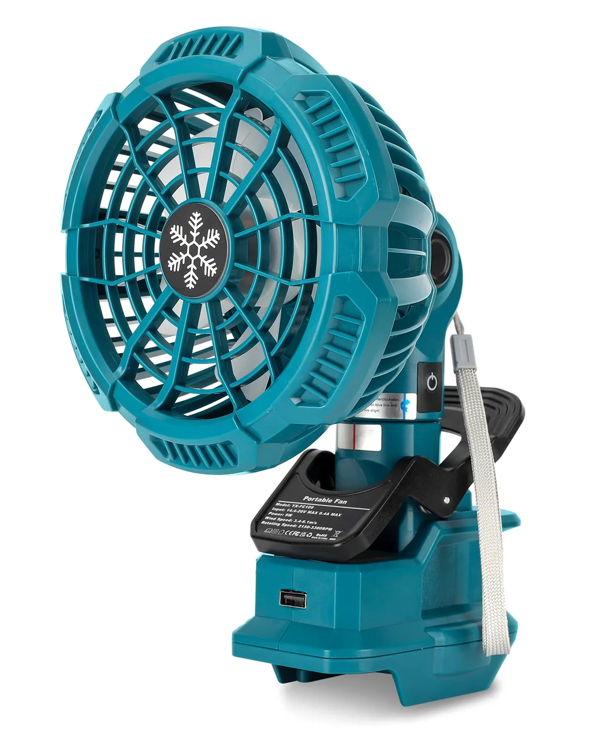 Taingwei Ventilateur portable à clip pour batterie Makita 18 V, batterie silencieuse, avec 3 vitesses économes en énergie, pour chambre à coucher, extérieur, camping et chantier (outil uniquement)