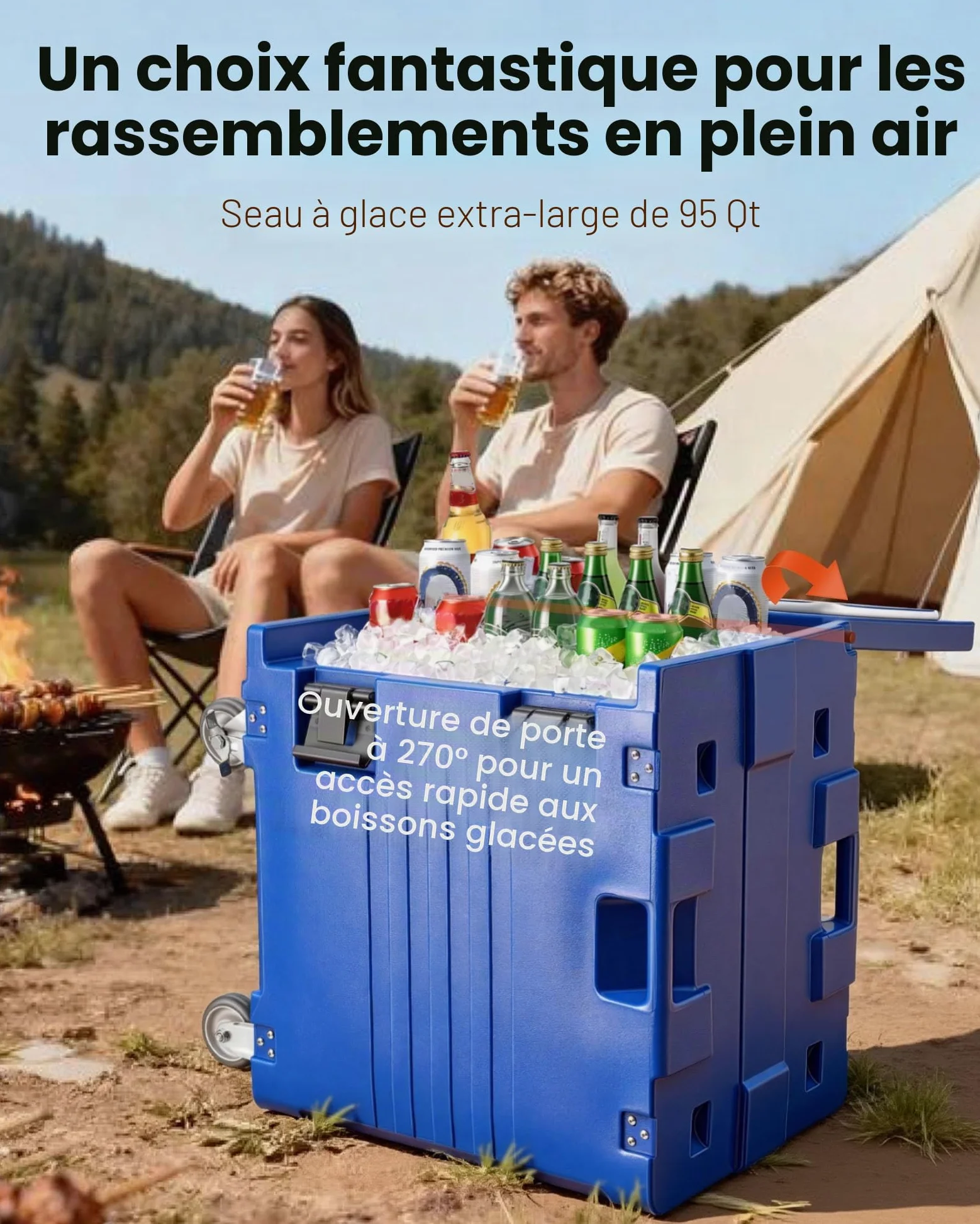 VEVOR Conteneur Isotherme sur Roulettes 90 L, Boîte de Transport en LLDPE à Chargement Frontal avec Poignées, pour Garder au Chaud ou Froid Traiteur Restauration Restaurant Cantine 447x625x755 mm