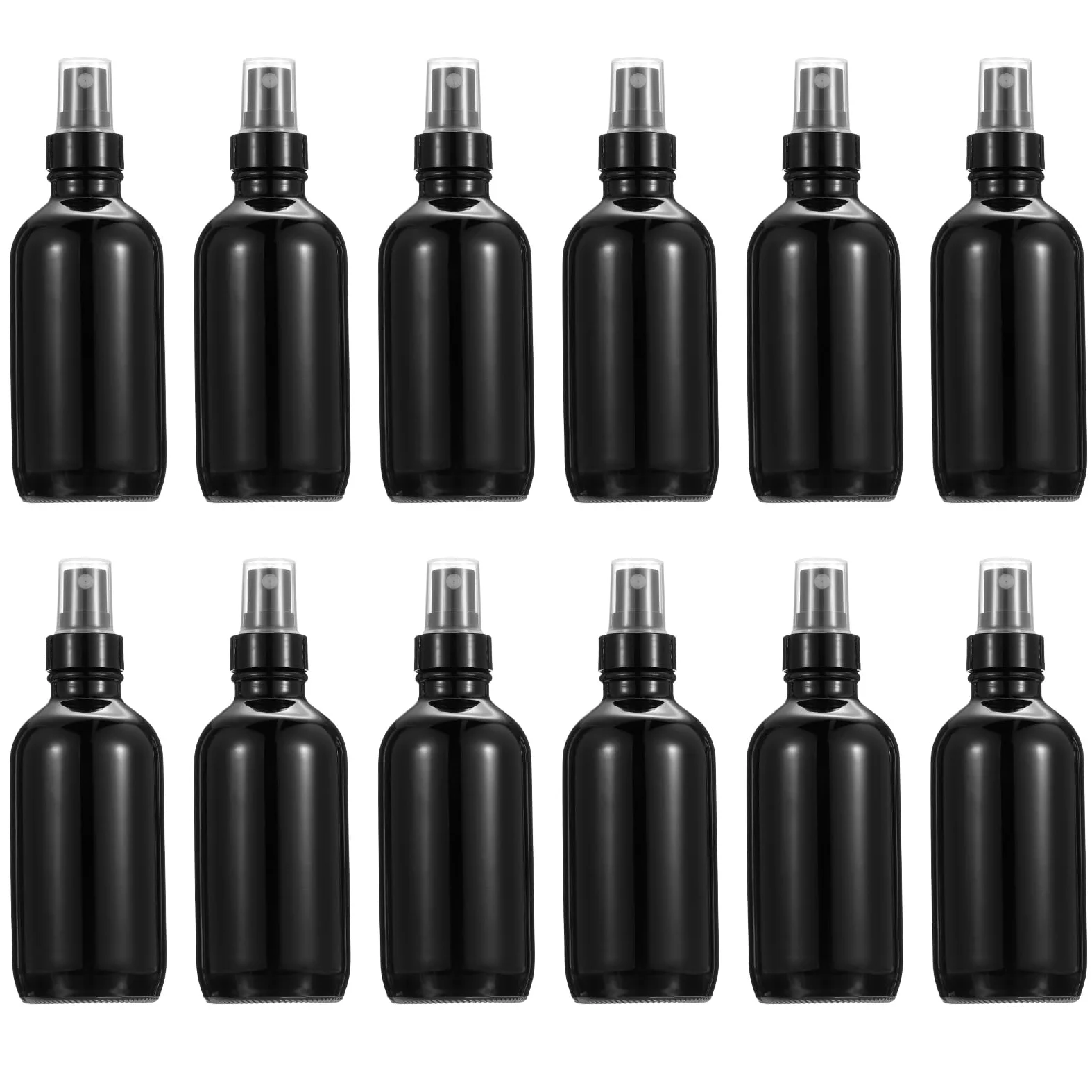 PATIKIL 12pcs 4oz Bouteilles De Pulvérisation En Verre Vide Noir | Buse Anti-Fuites, Brumisateur D'eau Jet, Pour Solutions De Nettoyage, Pour Plantes, Pour Cheveux
