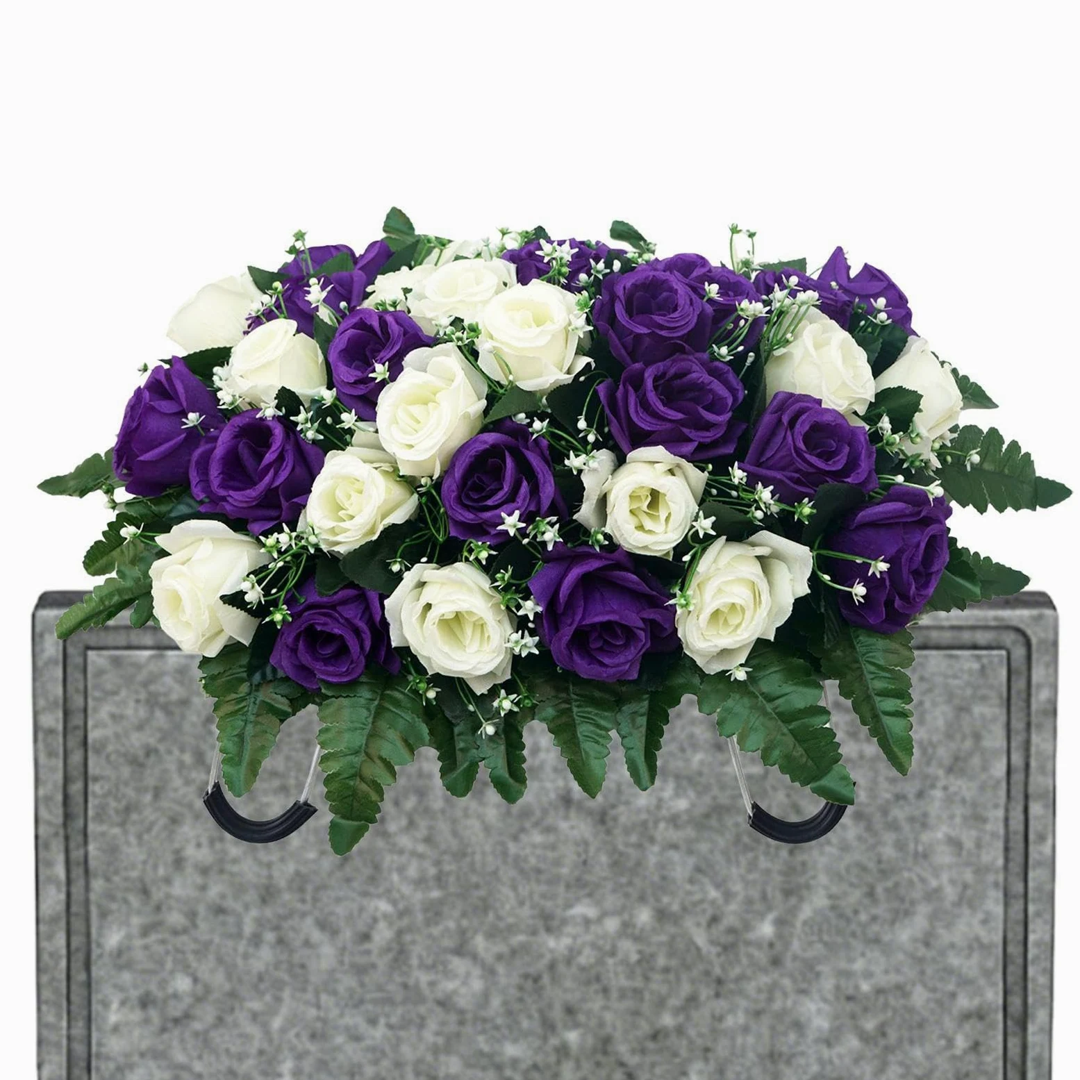 Coussin Funéraire pour Cimetière Fleurs Artificielles pour Extérieur, | Composition Florale pour Tombe Pour Fête des Mères, Fête des Pères,