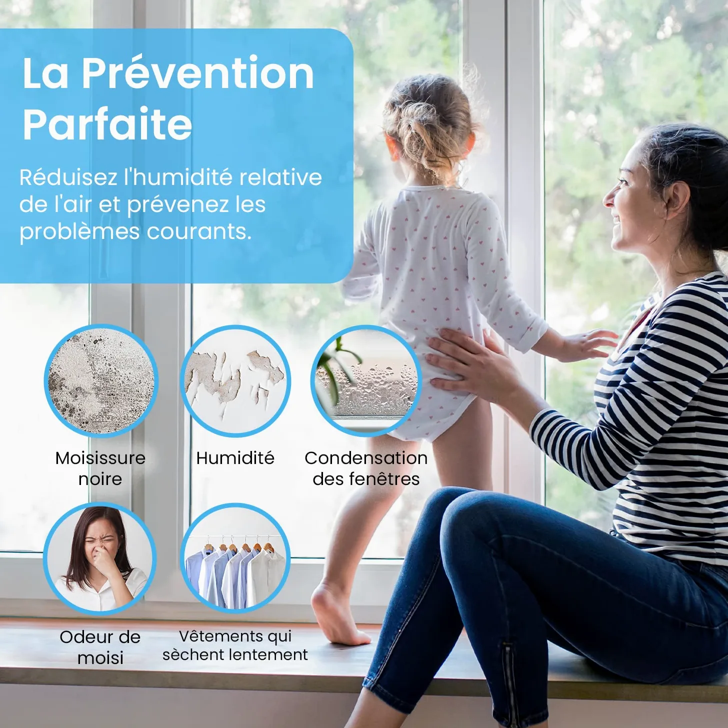 Pro Breeze Mini Déshumidificateur d'Air Compact 500 ml - Absorbeur d'Humidité et Moisissures - Cuisine, Chambre, Salle de Bain, Bureau