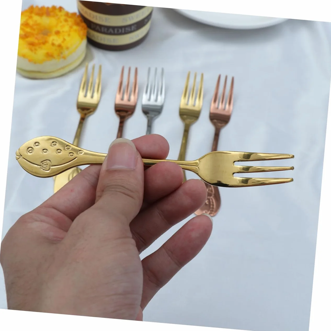 DECHOUS 18pièces Six Fourchettes à Dessert Acier Poignée Longue Pour Fruits Salades Et Apéritifs Pour Et Design Élégant
