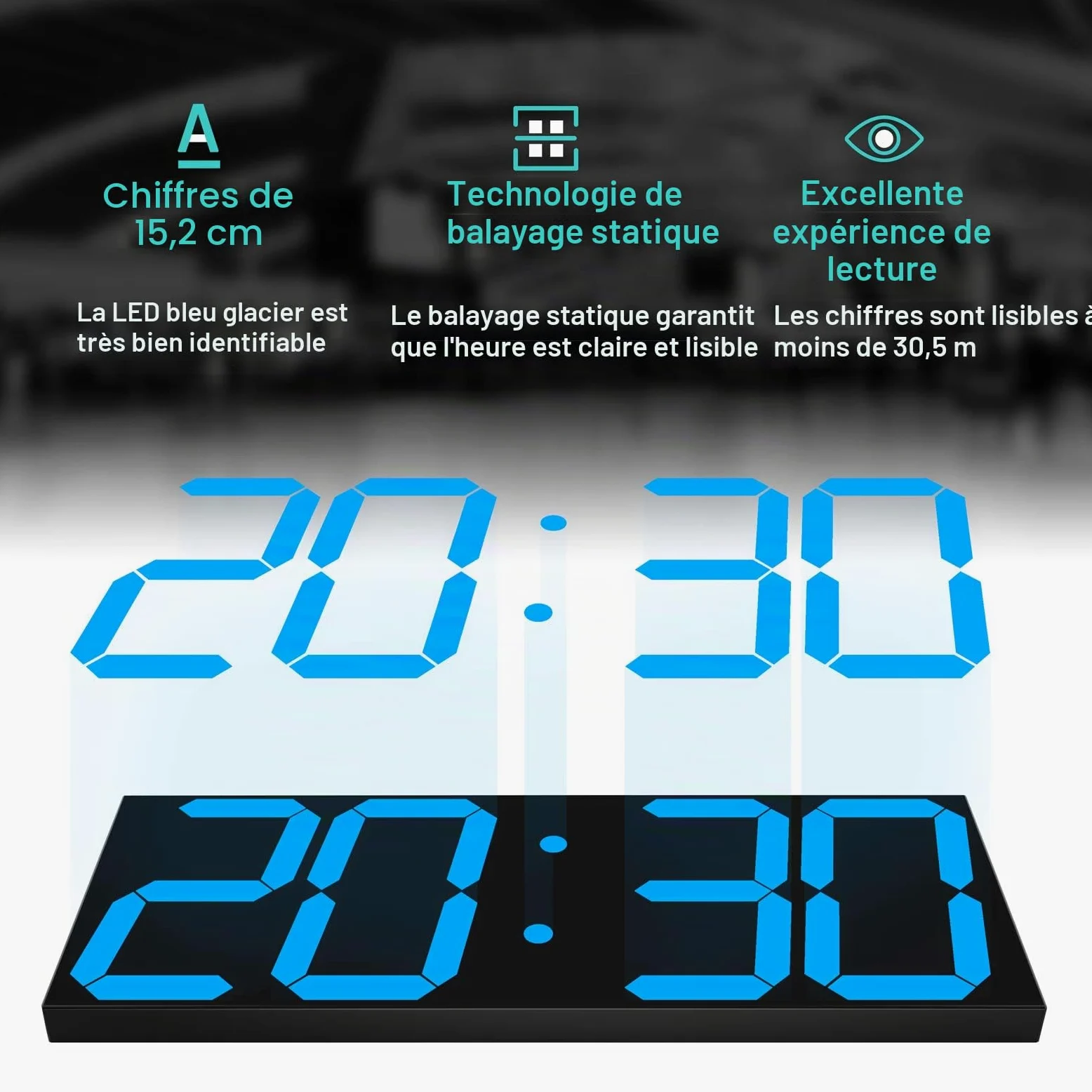 CHKOSDA Horloge murale numérique à LED horloge murale surdimensionnée avec chiffres de 152 cm minuterie à rebours télécommandée variateur d'intensité grand calendrier et thermomètre (bleu glacial)