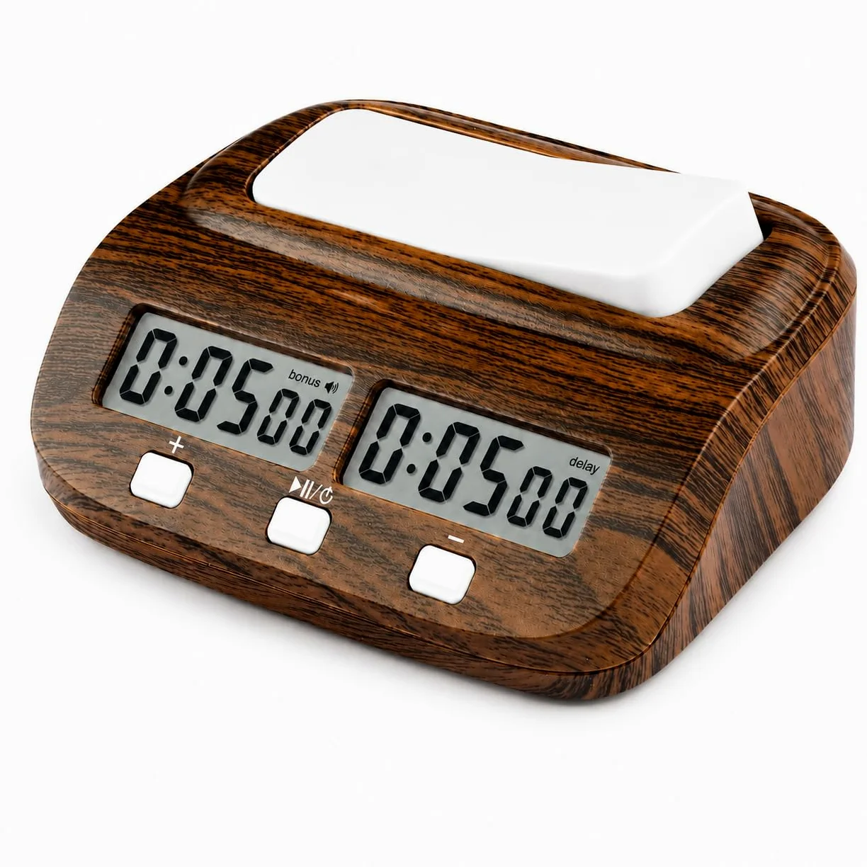 Horloge D'échecs Numérique Professionnelle, Minuteur Échec Electronique avec Compte à Rebours/Bonus/Retard, Pendule Echec Bois, Échiquier Electronique, pour Échecs, Jeu de Go et Gobang