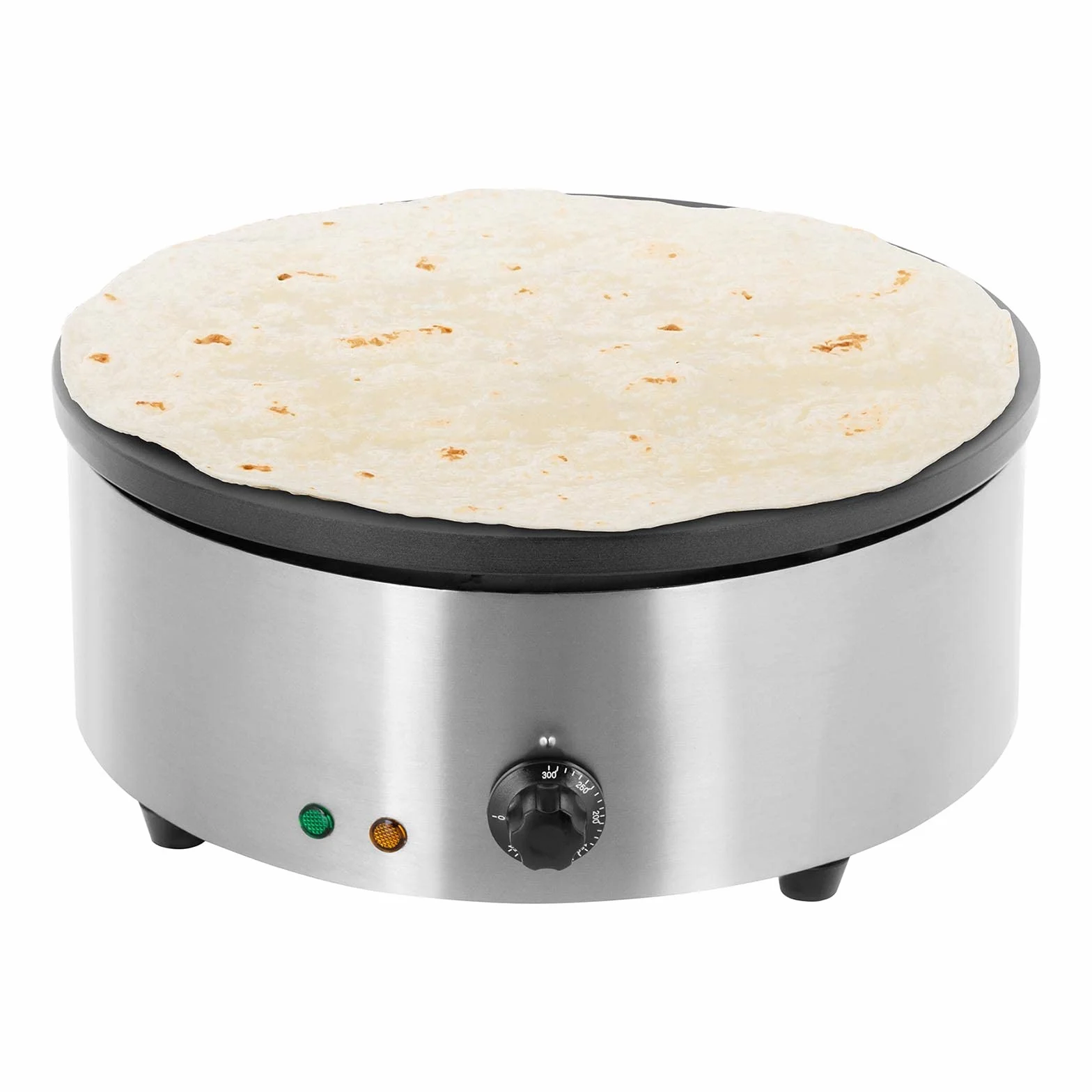 Royal Catering Crêpière Ronde Electrique RCEC-3000-R (40x40x16cm, 3.000W, diamètre de la plaque chauffante 40cm, plaque : fonte avec revêtement en émail)