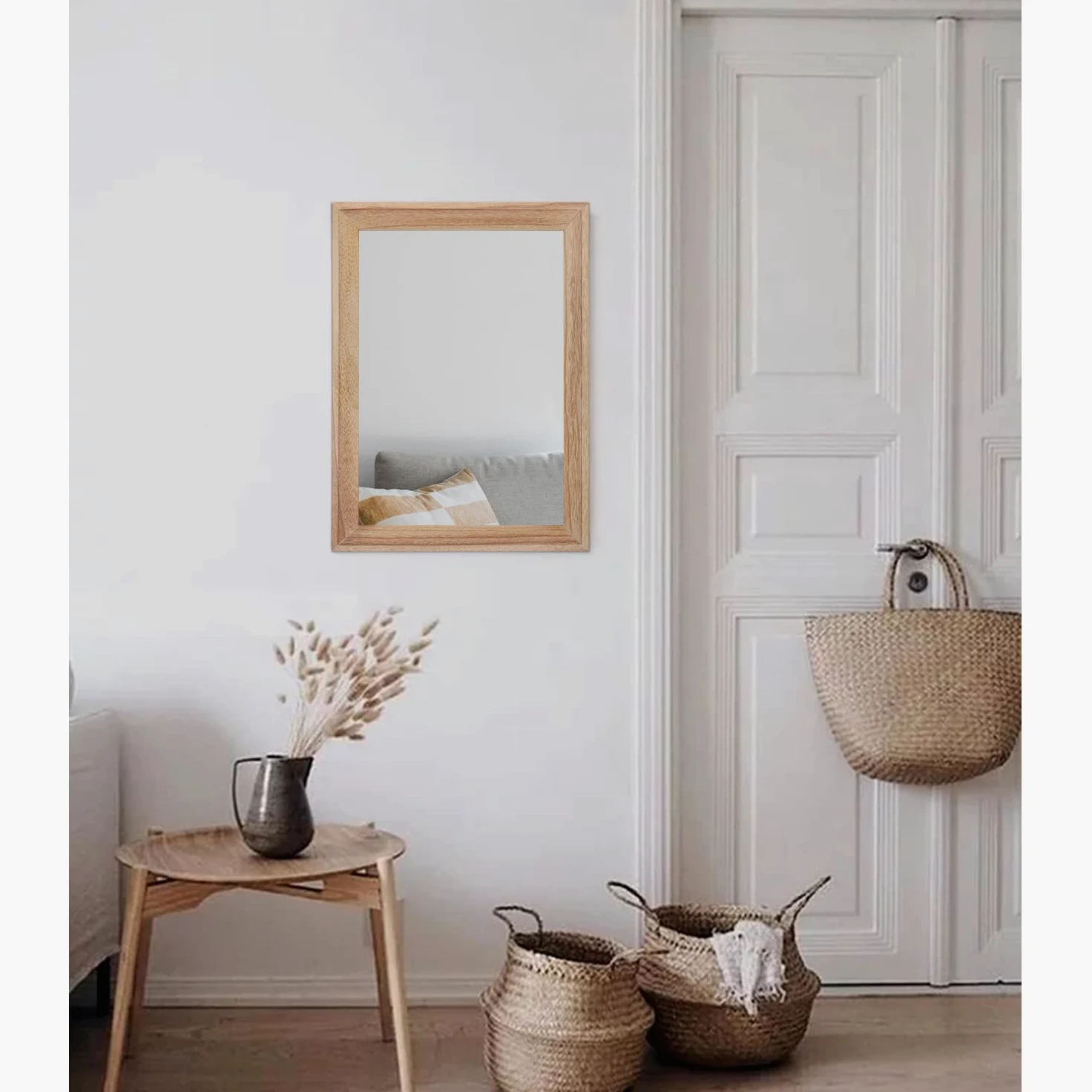 AAZZKANG Montage Mural Miroir Mural Rustique rectangulaire avec Cadre en Bois pour Ferme, Chambre à Coucher, Salle de Bain, 40 x 30 cm