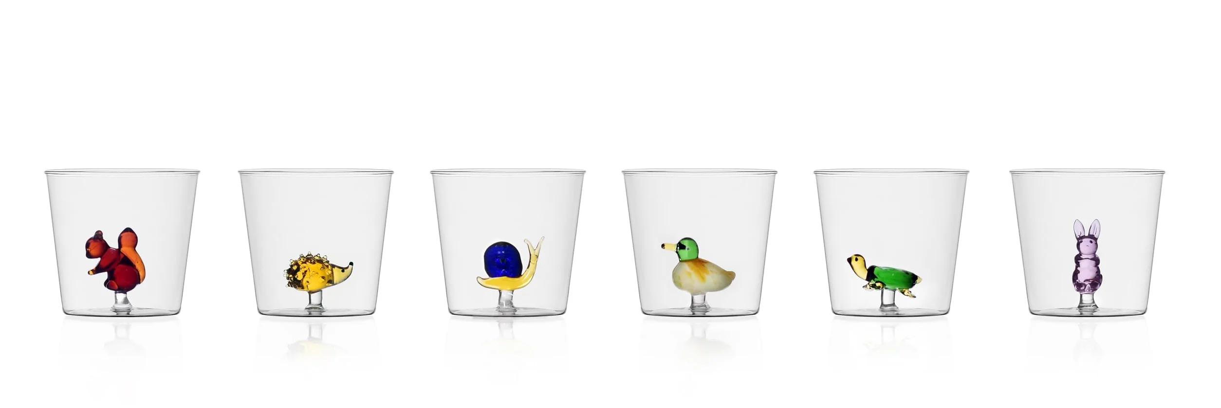 Ichendorf Milano Lot de 6 Tumbler assortis Collection Animal Farm 35 cl Verre borosilicate, fait main