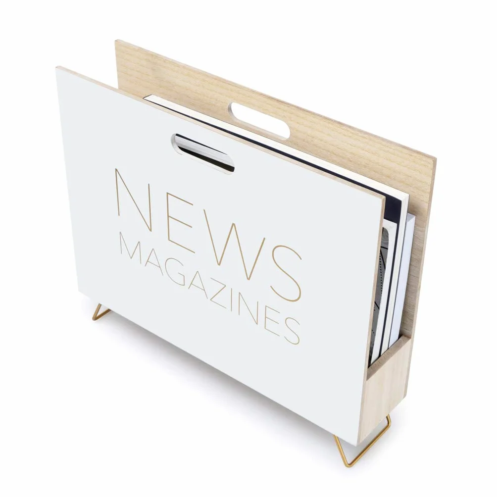 Balvi Porte-revues News Couleur blanc Pour les magazines, catalogues et journaux Avec poignée Bois MD