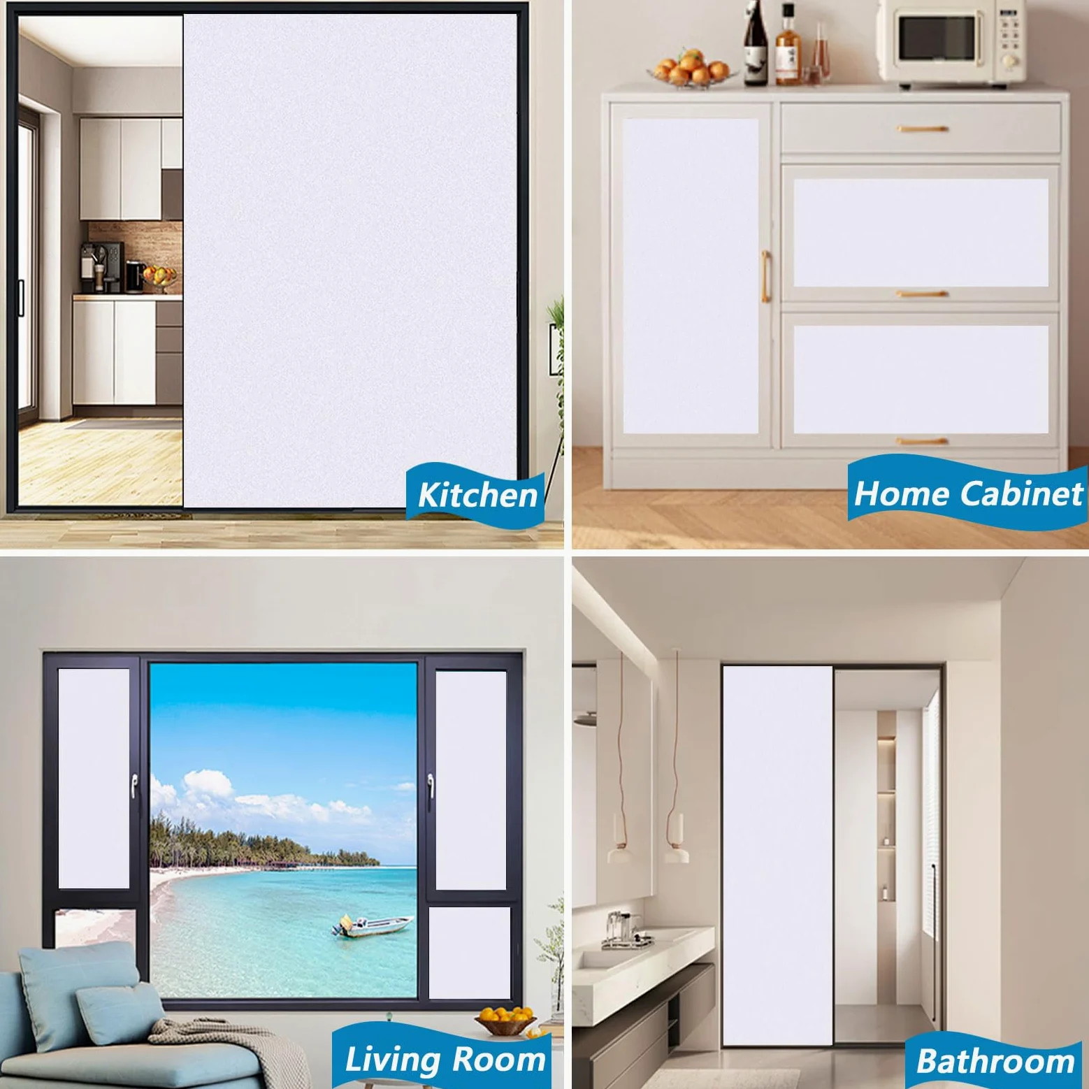 Film Electrostatique Vitre 95 x 140 cm Sticker Electrostatique Vitre Dépoli Anti UV Film Fenêtre Anti Regard Dépoli pour Bureau Chambre Cuisine, Blanc Mat
