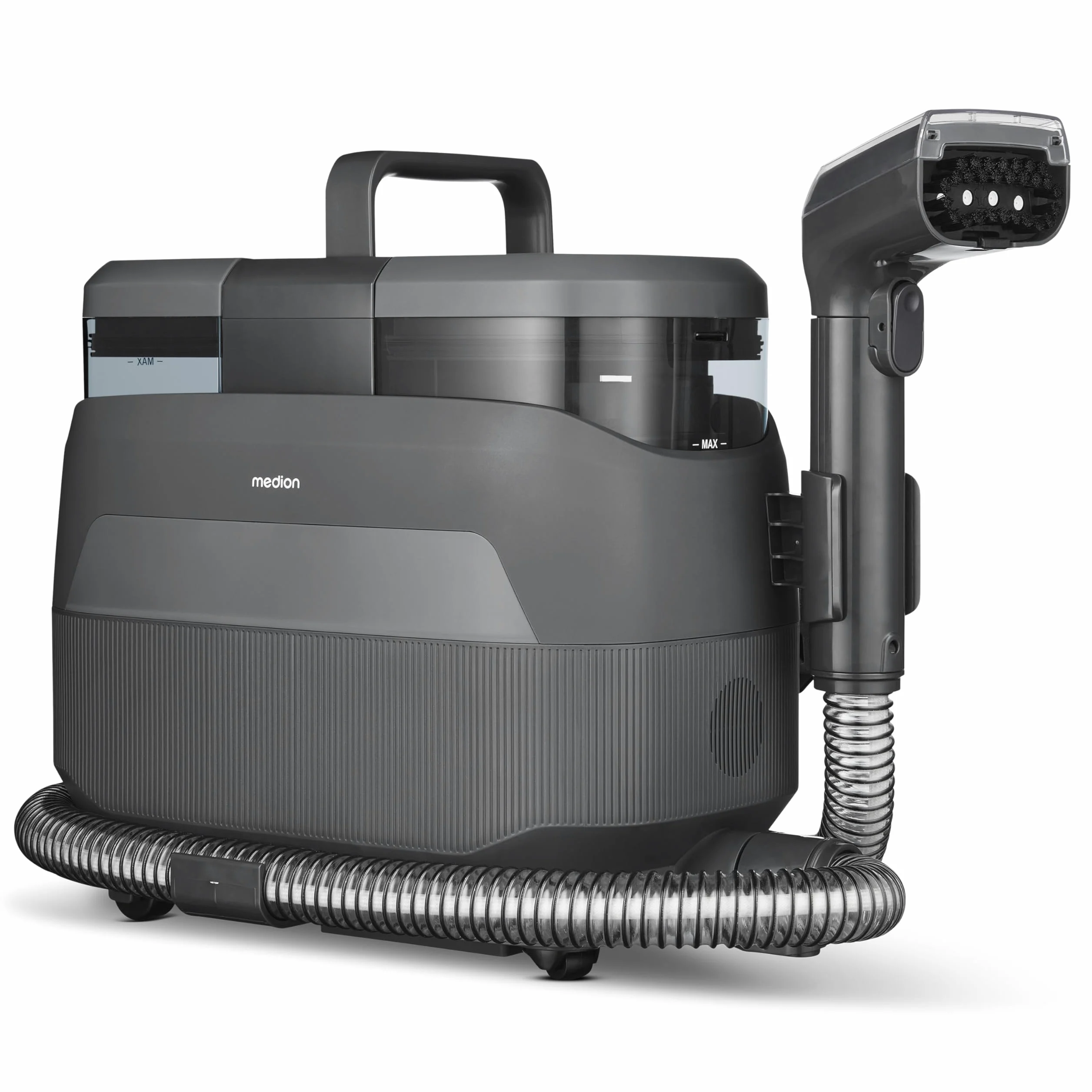 MEDION X10 UC Nettoyeur de tissus injecteur extracteur (Aspirateur eau pour tissus, moquettes et sièges auto, eau froide, eau chaude, vapeur, réservoir d'eau propre et d'eau sale, embout pour vitres,