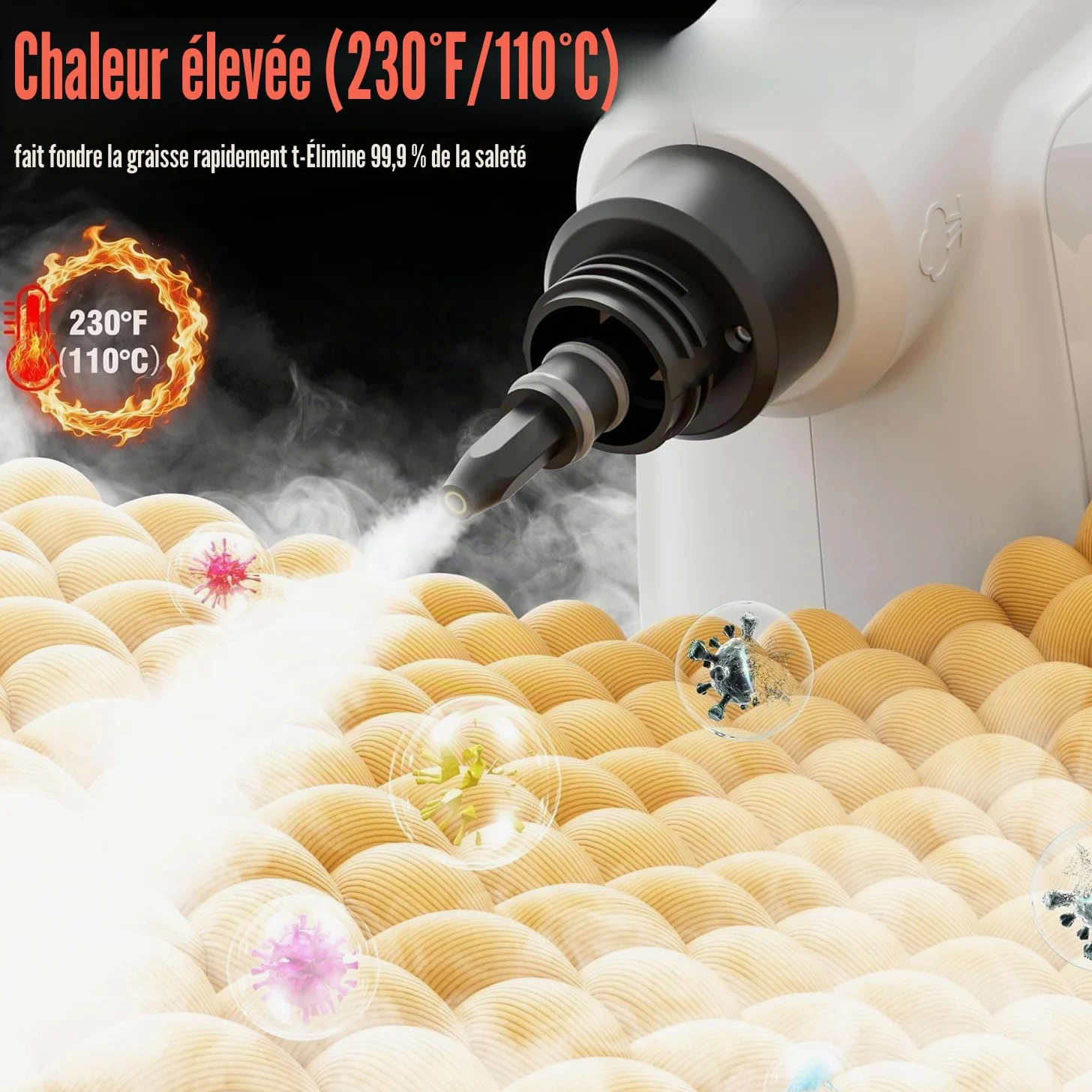 Nettoyeurs Vapeur éLectriques à Main Portable Nettoyeur Vaporisateur Voiture, Cuisine, FenêTres, Canapé, Carrelage 1050w, 3.2bar 400ml Nettoie, DéGraisse & DéSinfecte