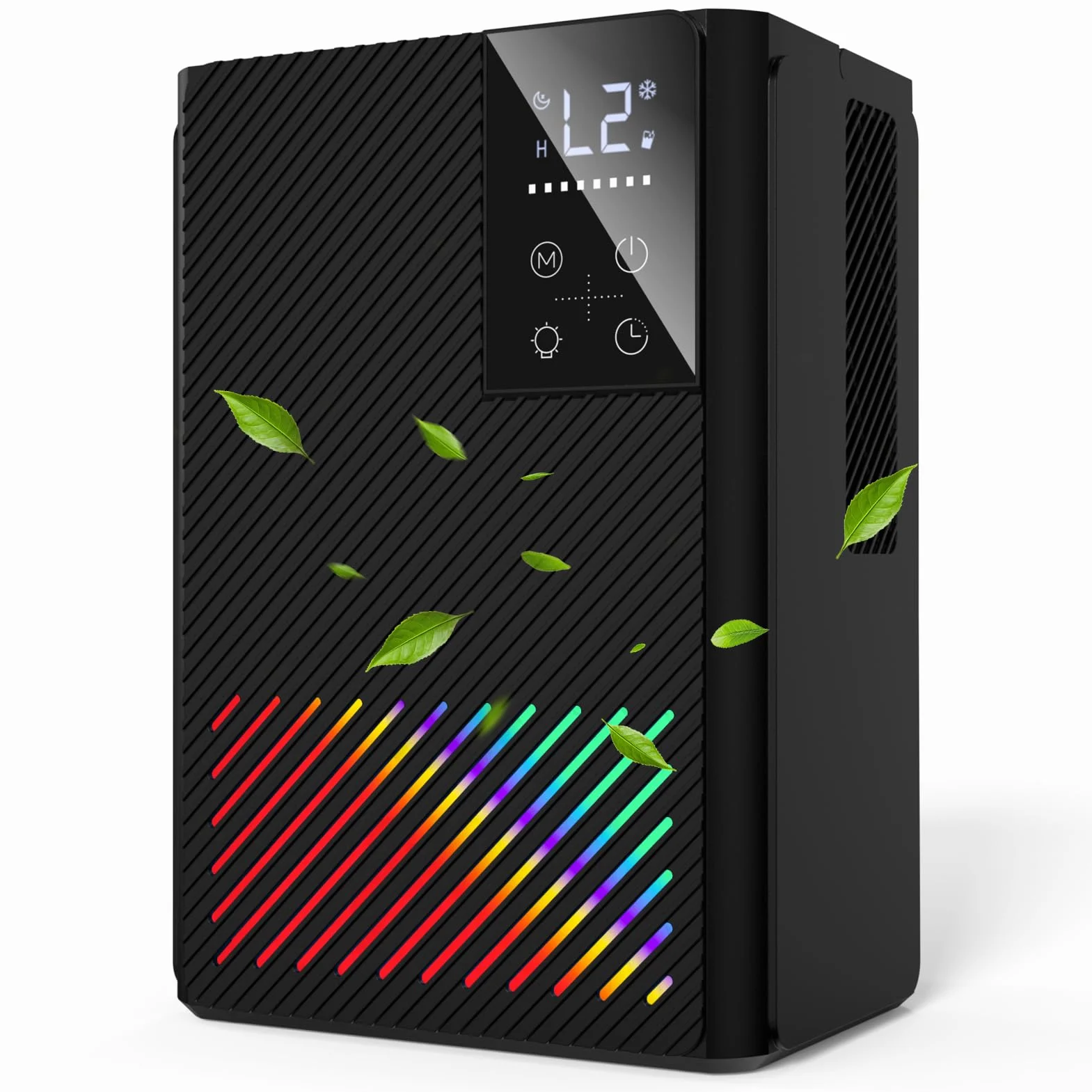 Deshumidificateur d Air 2500ML, Déshumidificateurs Electrique Silencieux Econome en Energie, Anti Moisissure, Auto-Arrêt & Dégivrage, Minuterie, LED 7 Couleurs, Idéal pour Chambre/Salle de Bains