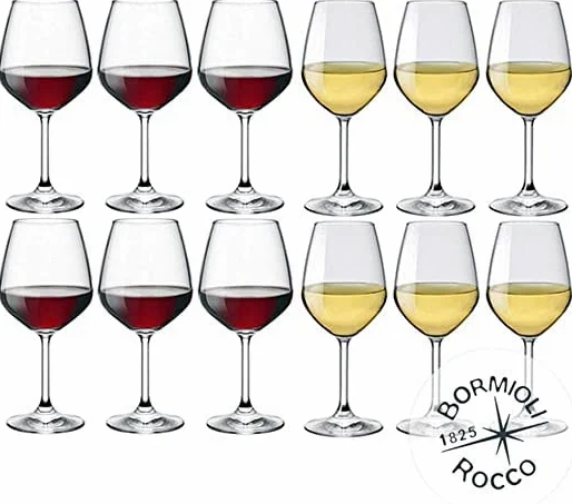 Bormioli Rocco Divino Set Calici Vino Rosso e Bianco 12 Pz
