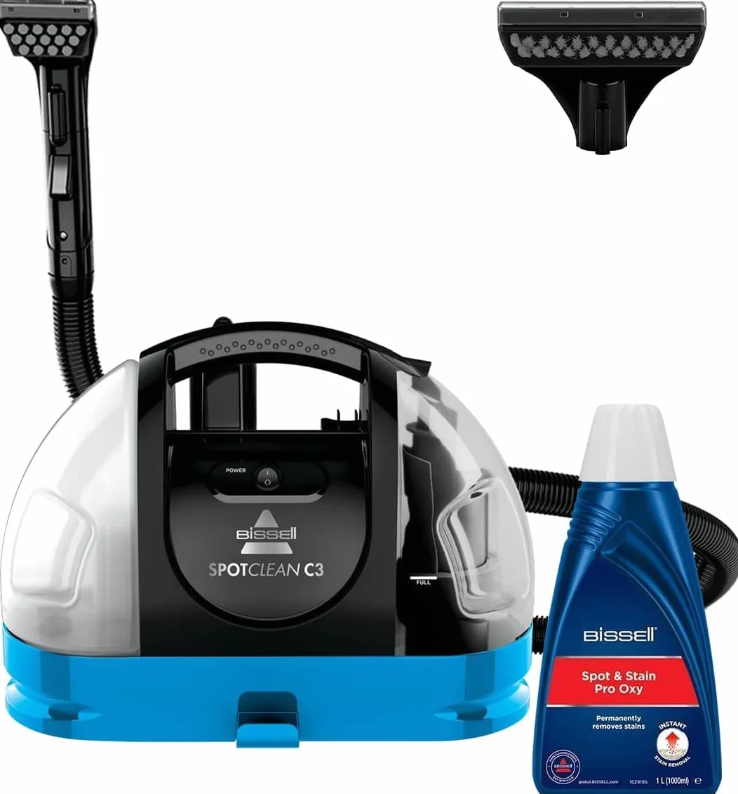 BISSELL SpotClean C3 - Aspirateur Laveur - Shampouineuse - Nettoyeur Portable Tapis, Voiture et Tissus d'Ameublement - Vaporiser, Brosser et Aspirer - Nettoyeur Détacheur Tapisserie - 340 W - 3619N