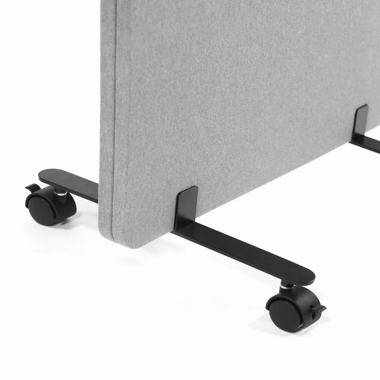 hjh OFFICE 891001 Cloison de Séparation Acoustique Mobiles FLEXMIUT 177 x 60 cm, Lot de 2, Paravent avec roulettes et Patins, Tissu Gris Clair