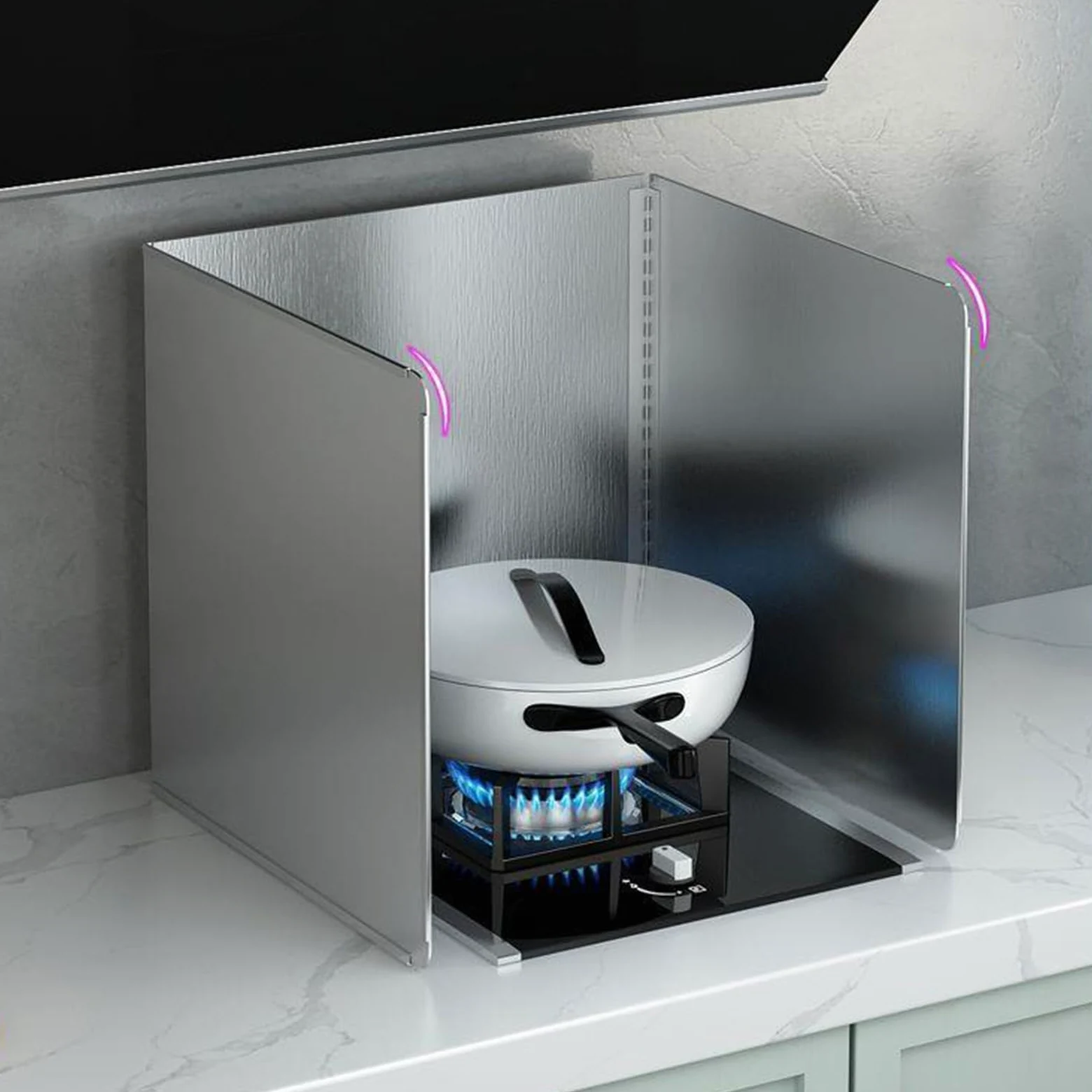 Plaque Anti Projection Cuisine Pliable, Plaque INOX, Anti-Éclaboussures pour Cuisinière pour La Cuisine, pour Carter D'huile Poêle À Frire,B3,3P 50 * 50 * 50cm
