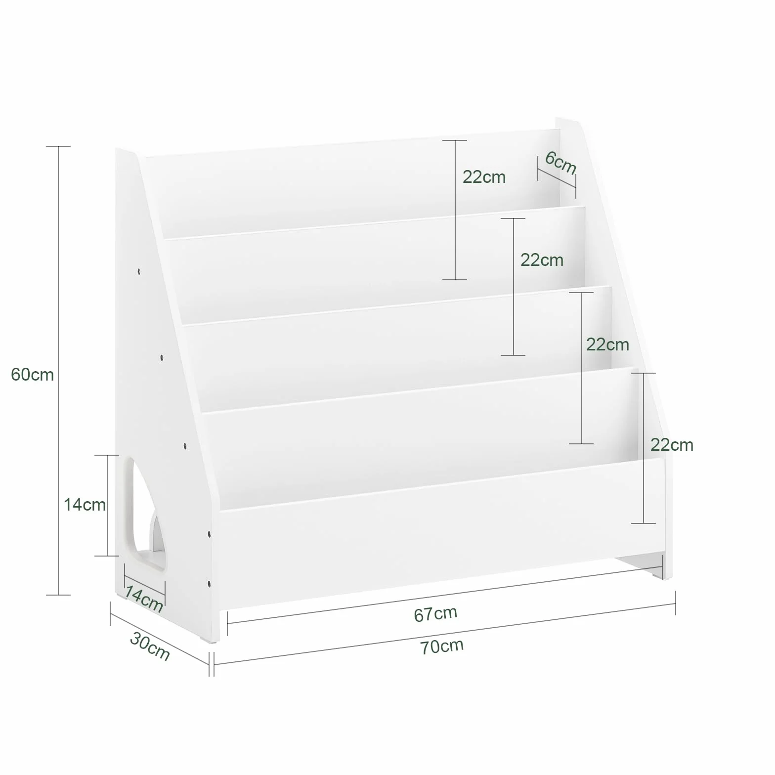 SoBuy Bibliothèque Enfant Rangement Jouet Enfant Bibliotheque Livre 4 Niveaux et 1 Compartiment Ouvert Étagère à Livres Meuble de Rangement Chambre d'Eanfant Bureau Salon Blanc 70x30x60 cm KMB32-K-W