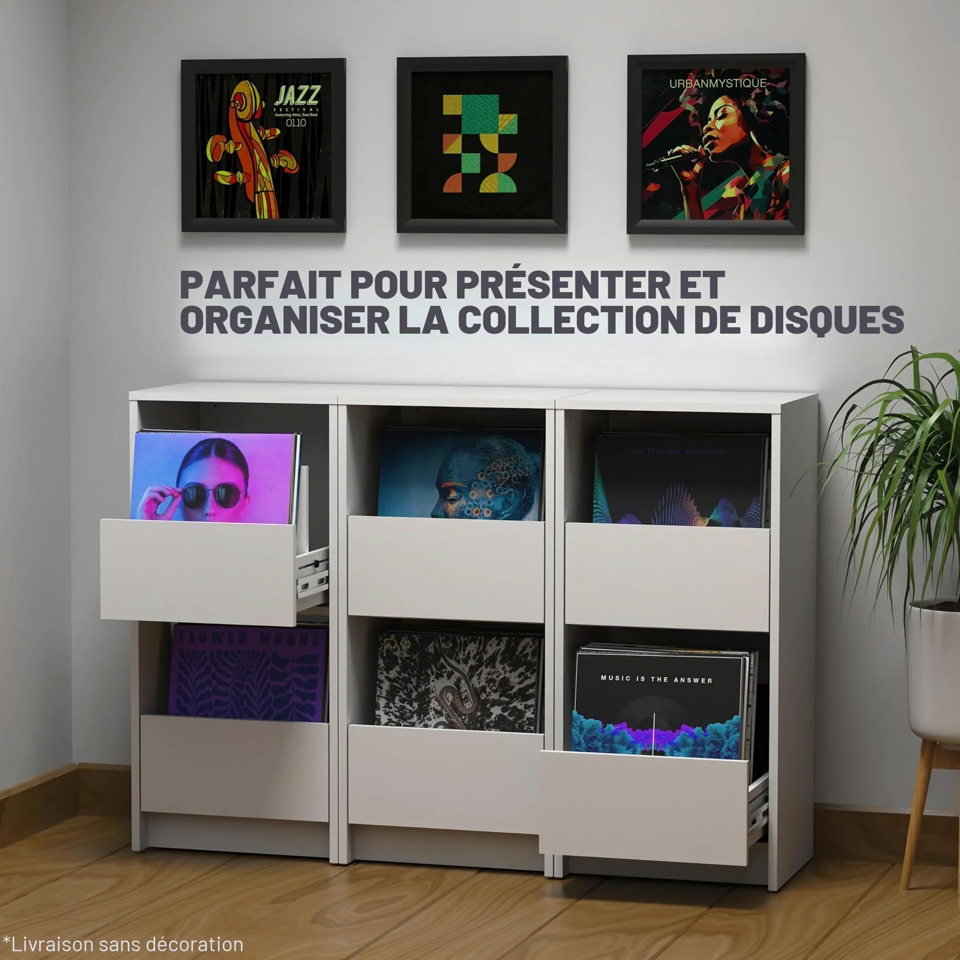 Glorious Vinyl Vault, Black - Rangement pour Vinyle