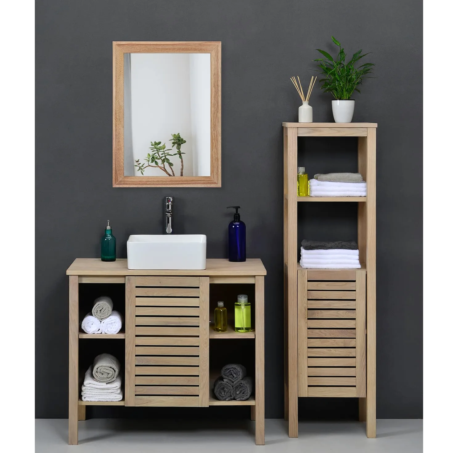AAZZKANG Montage Mural Miroir Mural Rustique rectangulaire avec Cadre en Bois pour Ferme, Chambre à Coucher, Salle de Bain, 40 x 30 cm