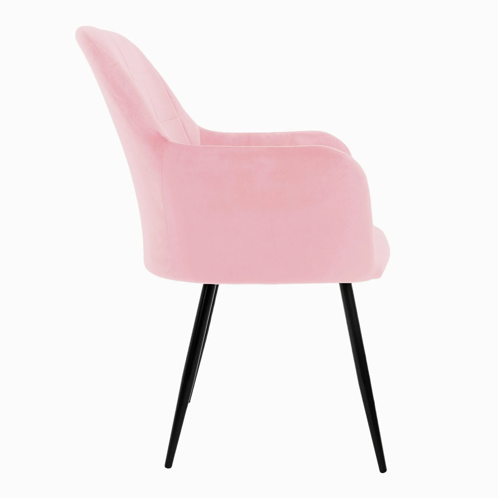 ECD Germany Lot de 2 Chaises de Salle à Manger Cuisine Salon Séjour - Rose - Assise Siège Rembourrée en Velours Structure en Métal Fauteuil Rétro avec Accoudoirs pour Bureau Réception Meuble Maison