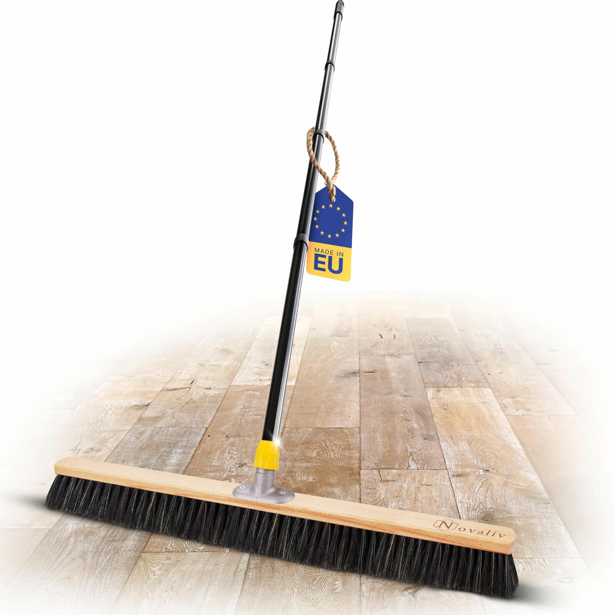 Novaliv Grand Balai de 80 cm avec Manche, Poils, Mélange de Poils, Balai Fin, Idéal pour Atelier, Industriel, Intérieur, Cheveux