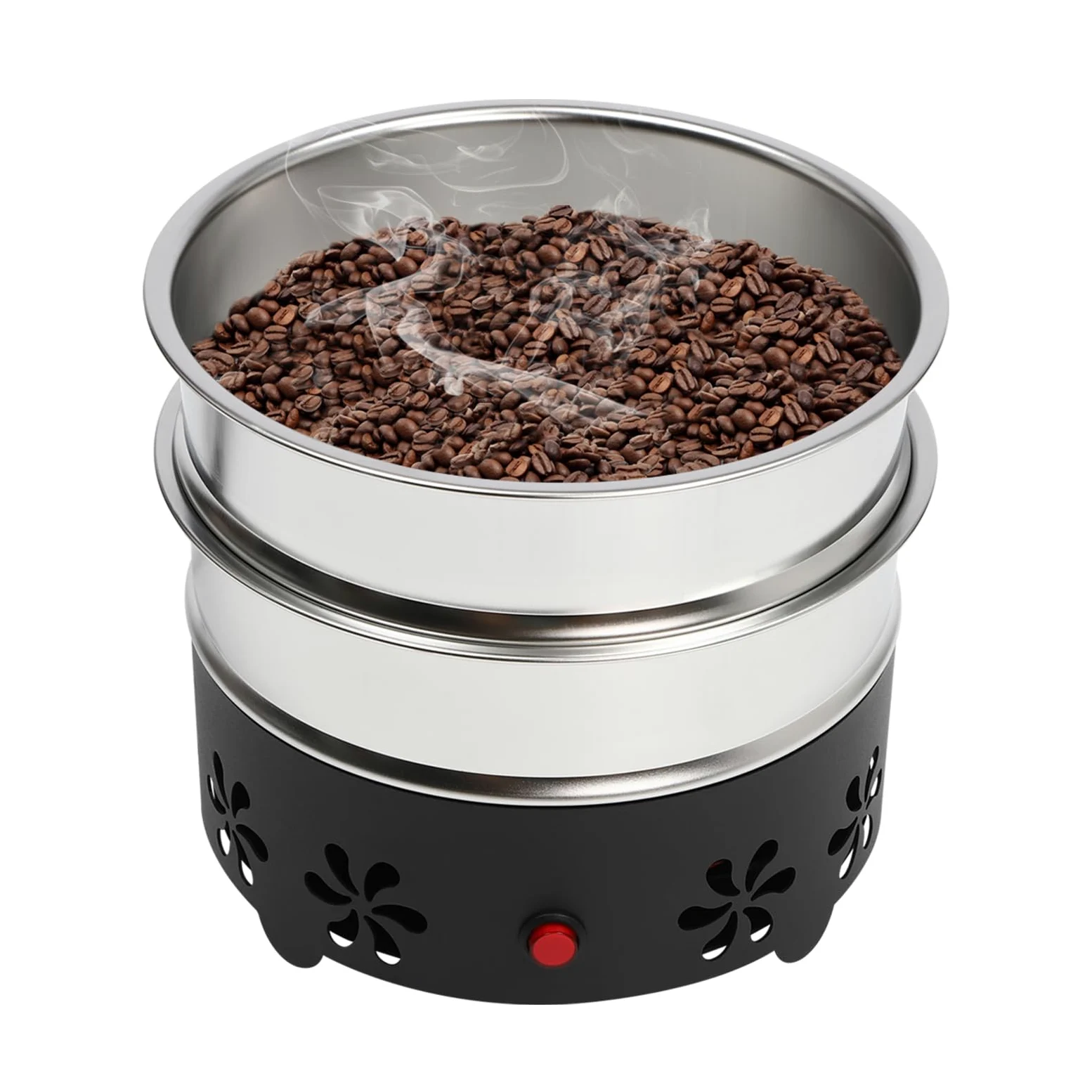 Refroidisseur de grains de café électrique 600 g pour café électrique, machine de refroidissement électronique avec maille en acier inoxydable 304, deux couches pour grains de café, noix et cacahuètes