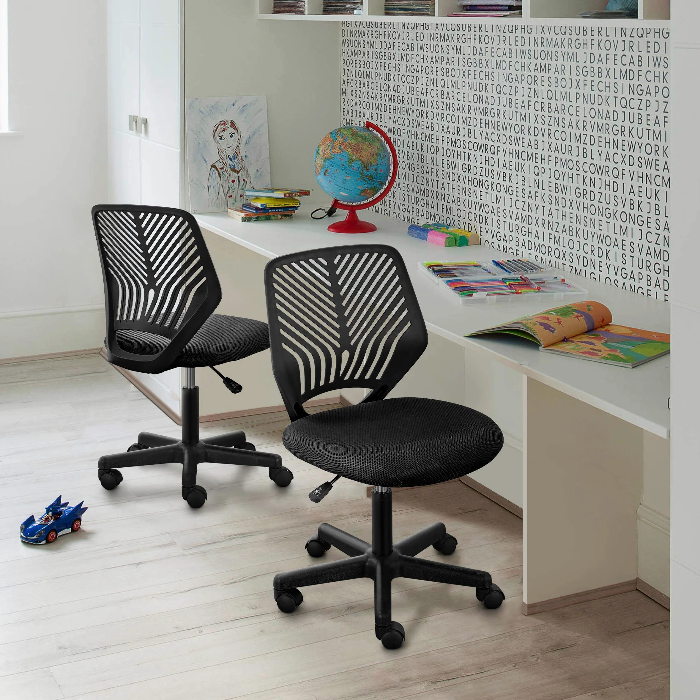 Yaheetech Chaise de Bureau, Chaise d'Ordinateur, Fauteuil Bureau Ergonomique, Pivotant, Fonction Réglage, Style Moderne, Charge de 136kg Noir