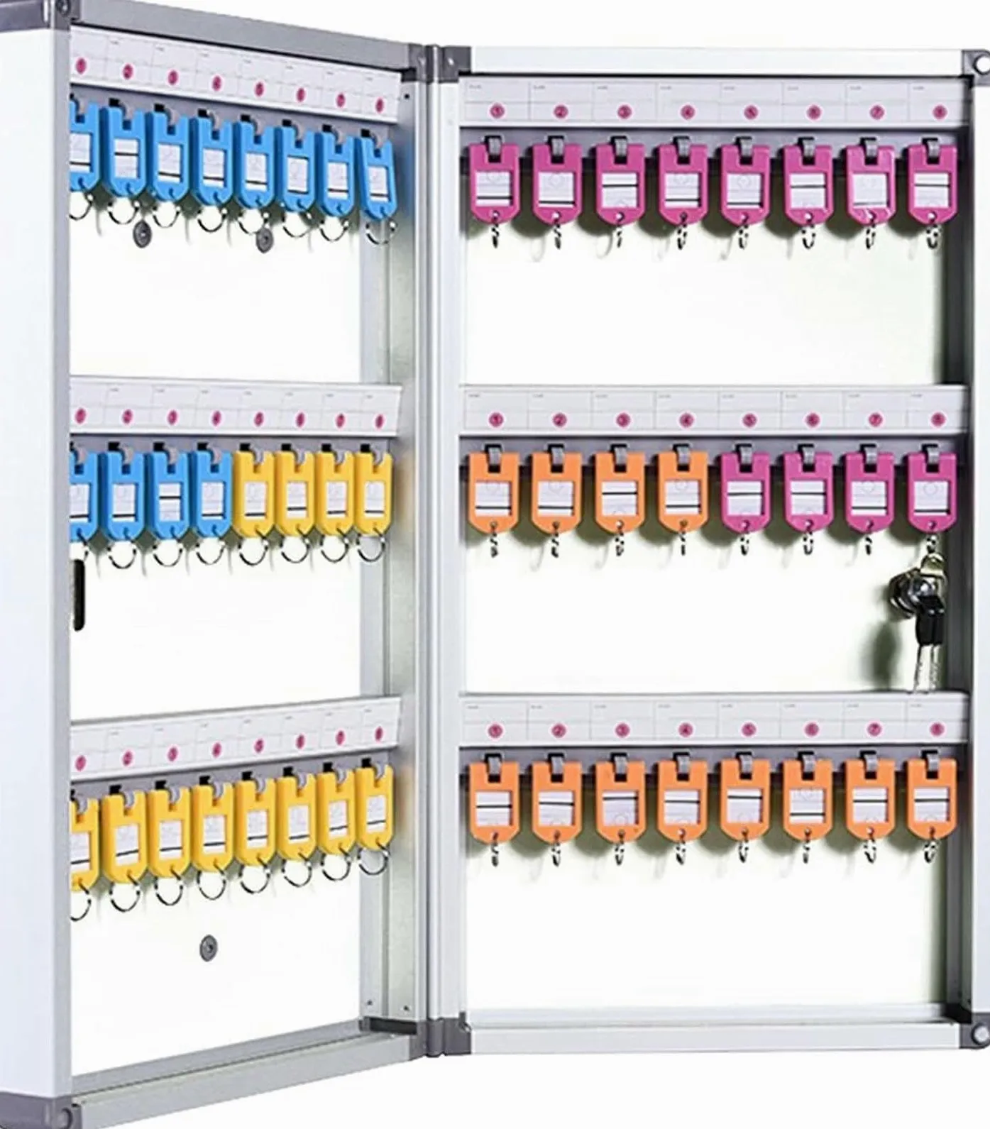 Armoire à clés Murale avec Serrure et Porte-clés, capacité de Rangement pour 48 clés, idéale pour la Maison, Le Bureau, l'école, l'hôtel, Les commerces et Les Locations de Vacances - Solutio