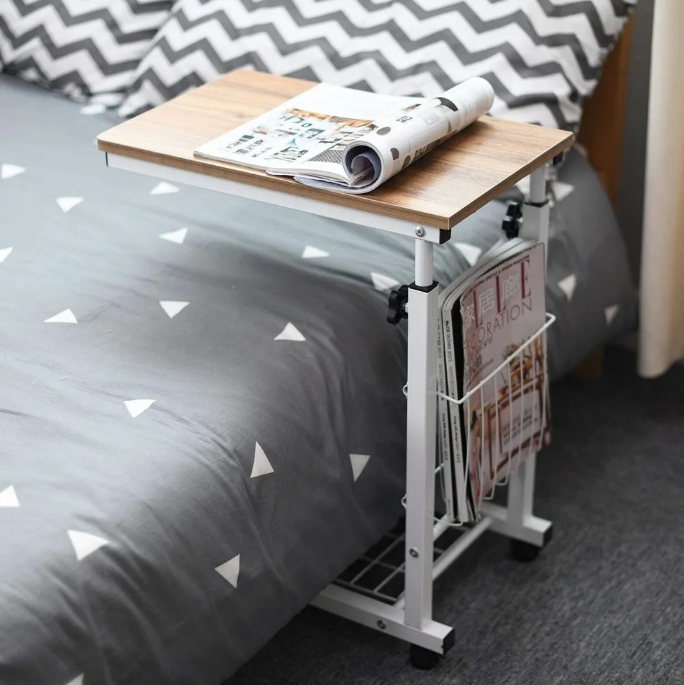 sogesfurniture Table d'appoint Bout de canapé Hauteur Réglable, Moderne Table Basse Table Roulant d'ordinateur Portable pour Canapé Lit, 48x30x56-76cm, Chêne BHEU-C6-OK
