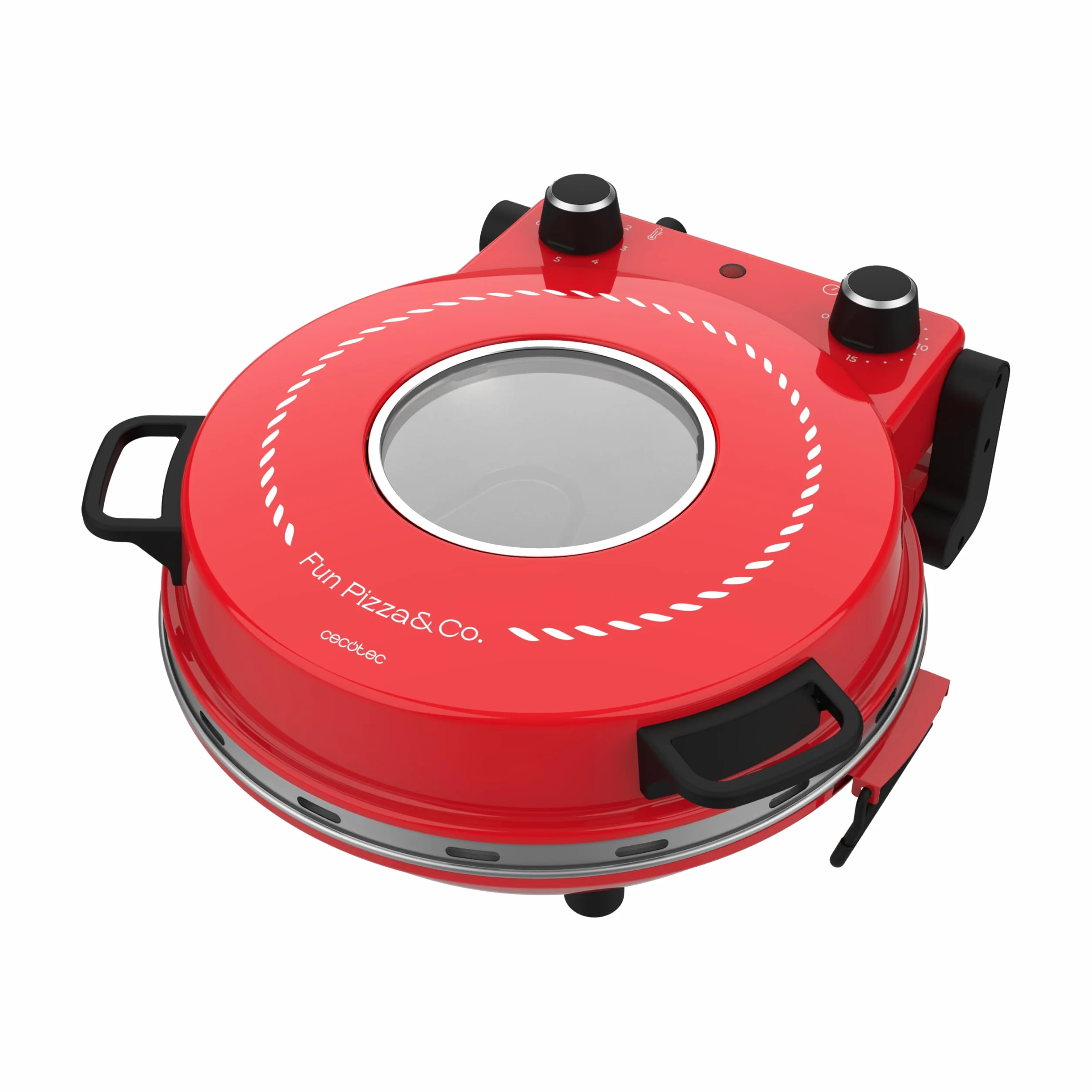 Cecotec Four Grill Électrique pour Pizza Pizza&Co Mamma Mía Window. 1200W, Température 400ºC, Minuterie 15, Thermostat, Cuisson sur Pierre, Résistances Supérieures et Inférieures avec Fenêtre