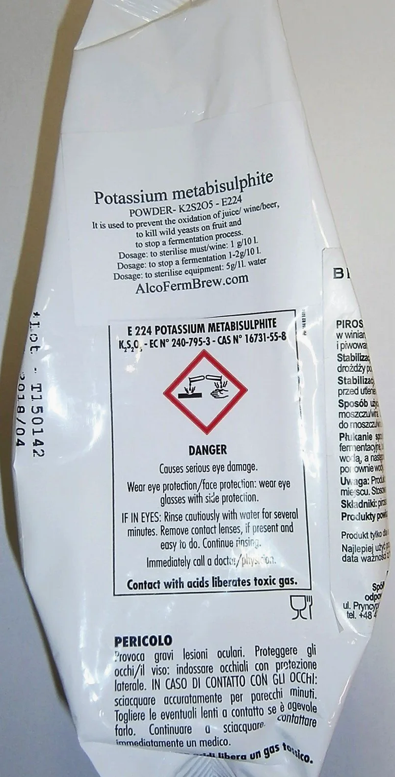 AlcoFermBrew SULFITE DE POTASSE 1kg - Stabilisants du vin E224 | Métabisulfite | Stabilisateur de vin | Désinfecter | Conservation Le vin la bière Le cidre.